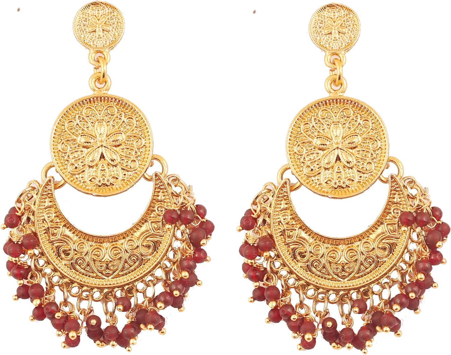 Touchstone Indian Bollywood Gypsy Tribal Boho Crescent Designer Jewelry Chandelier Earrings In Gold Silver Antique Tone For Women.