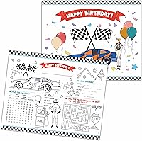 Vista 6 de KFNER Manteles individuales de papel para colorear de cumpleaños, hojas para colorear de fiesta de cumpleaños, actividades de feliz cumpleaños