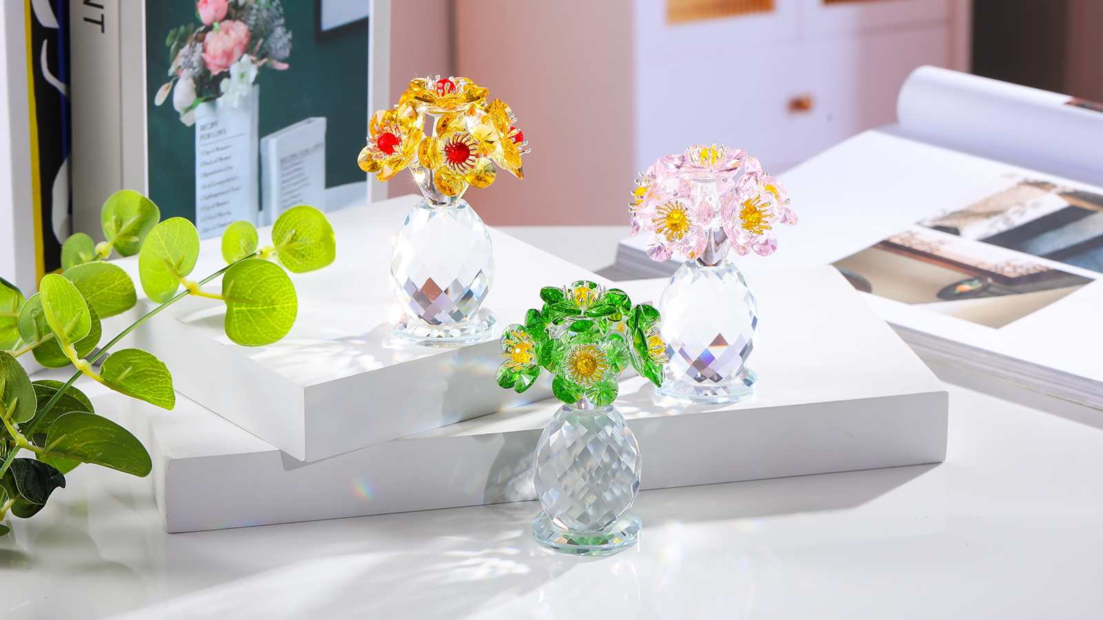 Amazon｜Qianwei 造花 インテリア クリスタルフラワー 結婚記念日 妻