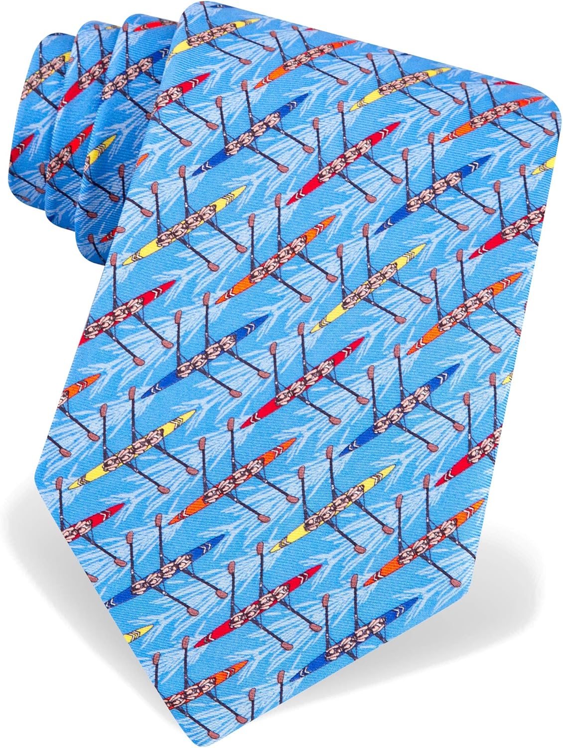 "Crew Tie" Men's Canoe Rowing Race College Light Blue Silk Necktie
