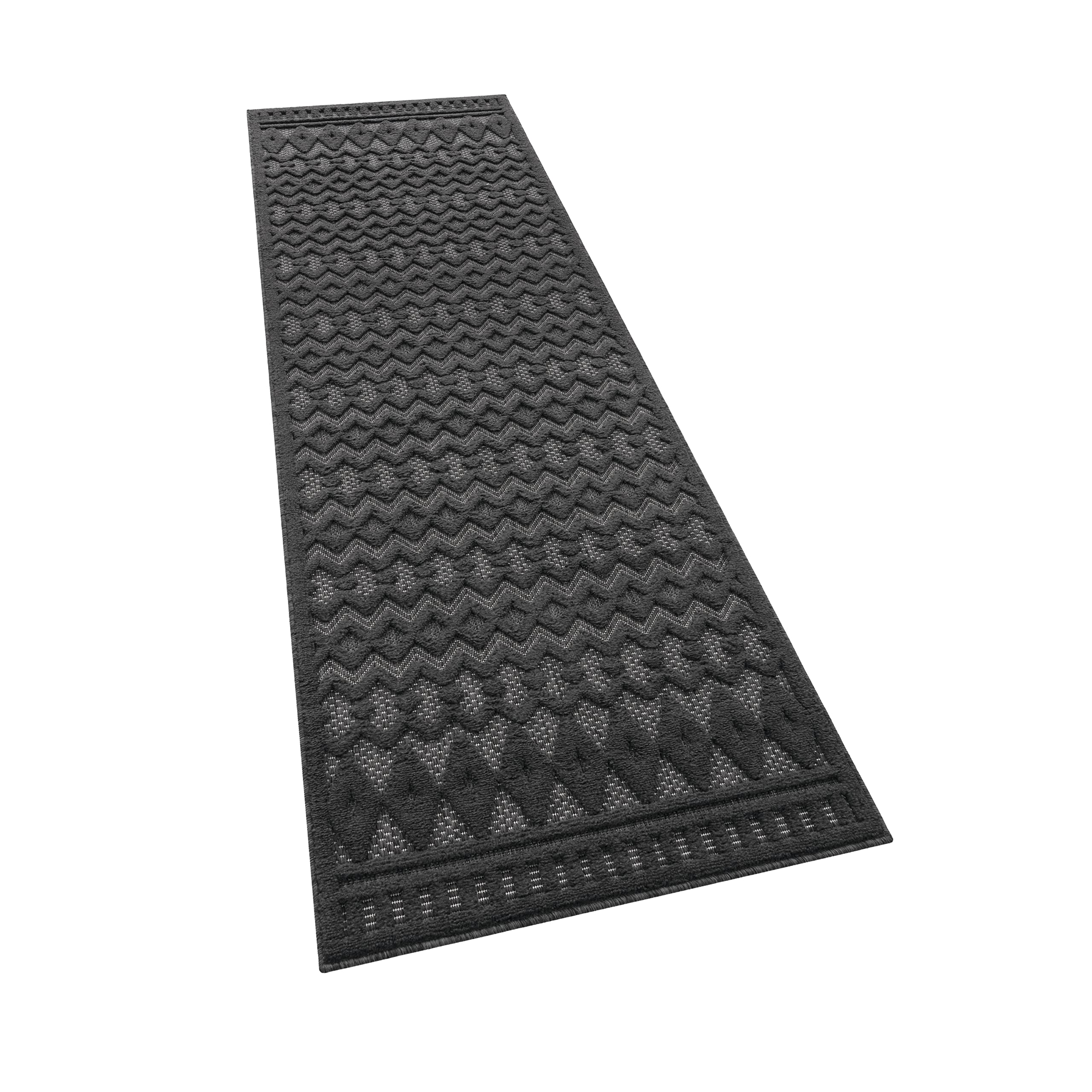 Paco Home Tappeto per esterni, terrazza, soggiorno, cucina, motivo scandinavo, motivo etnico, tinta unita, dimensioni: 160 x 220 cm, colore: antracite 4
