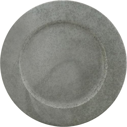 SARO LIFESTYLE CH372.S13R Sousplat Collection - Placa de carga de metal envejecida con acabado galvanizado, plateado, 13 pulgadas