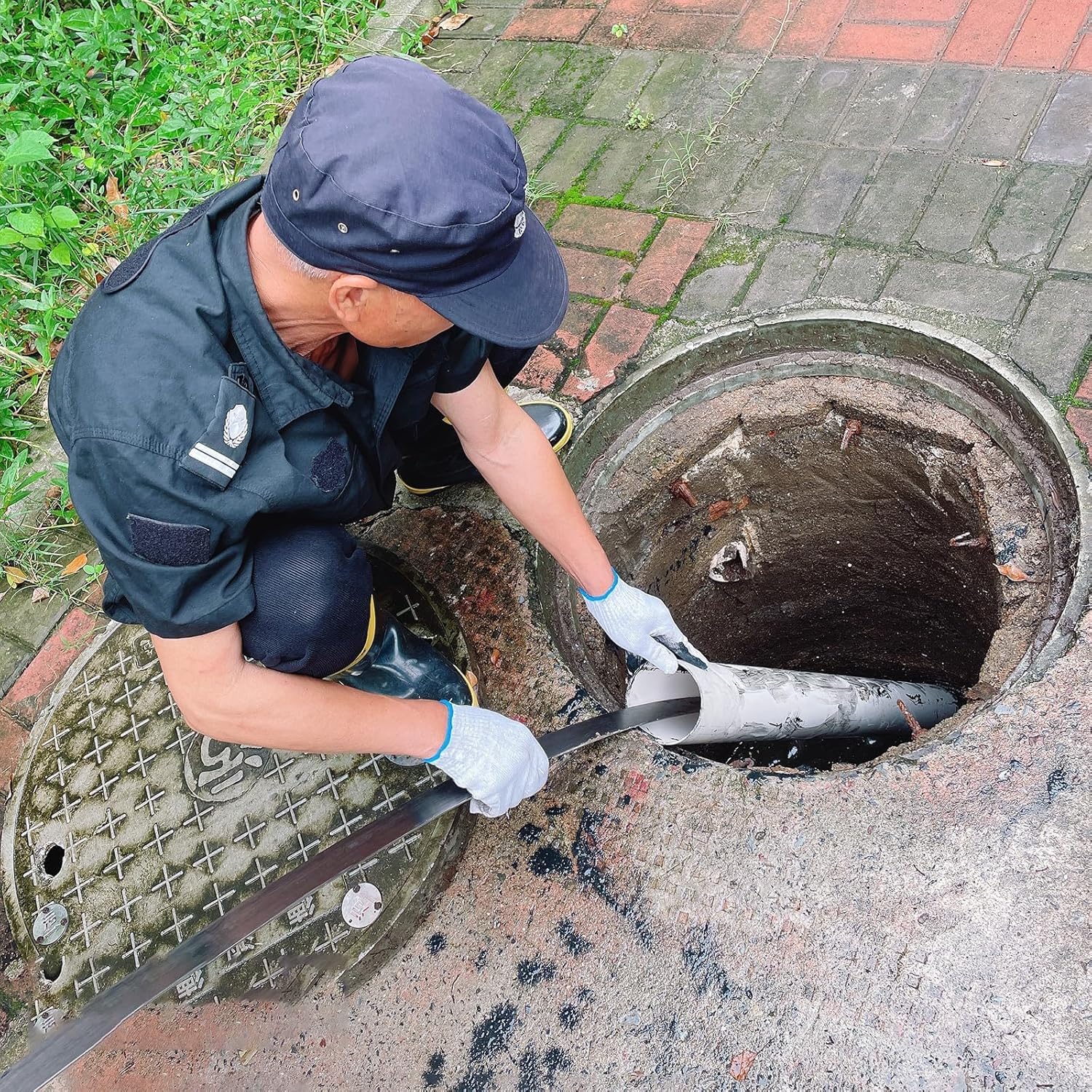 k3Mq9Rw Drain Auger Manual Push-pull Outdoor Drain Unblocker, Suitable For Straight Or Slightly Curved Pipes(W 2.5cm/1'',L 25m/984.2in/82ft)