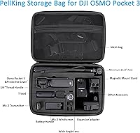 Vista 2 de PellKing Funda para DJI Osmo Pocket 3 Creator Combo Accesorios – Bolsa de almacenamiento de viaje personalizada portátil grande con correa