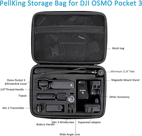 Miniatura 2 de PellKing Funda para DJI Osmo Pocket 3 Creator Combo Accesorios  Bolsa de almacenamiento de viaje personalizada portátil grande con correa
