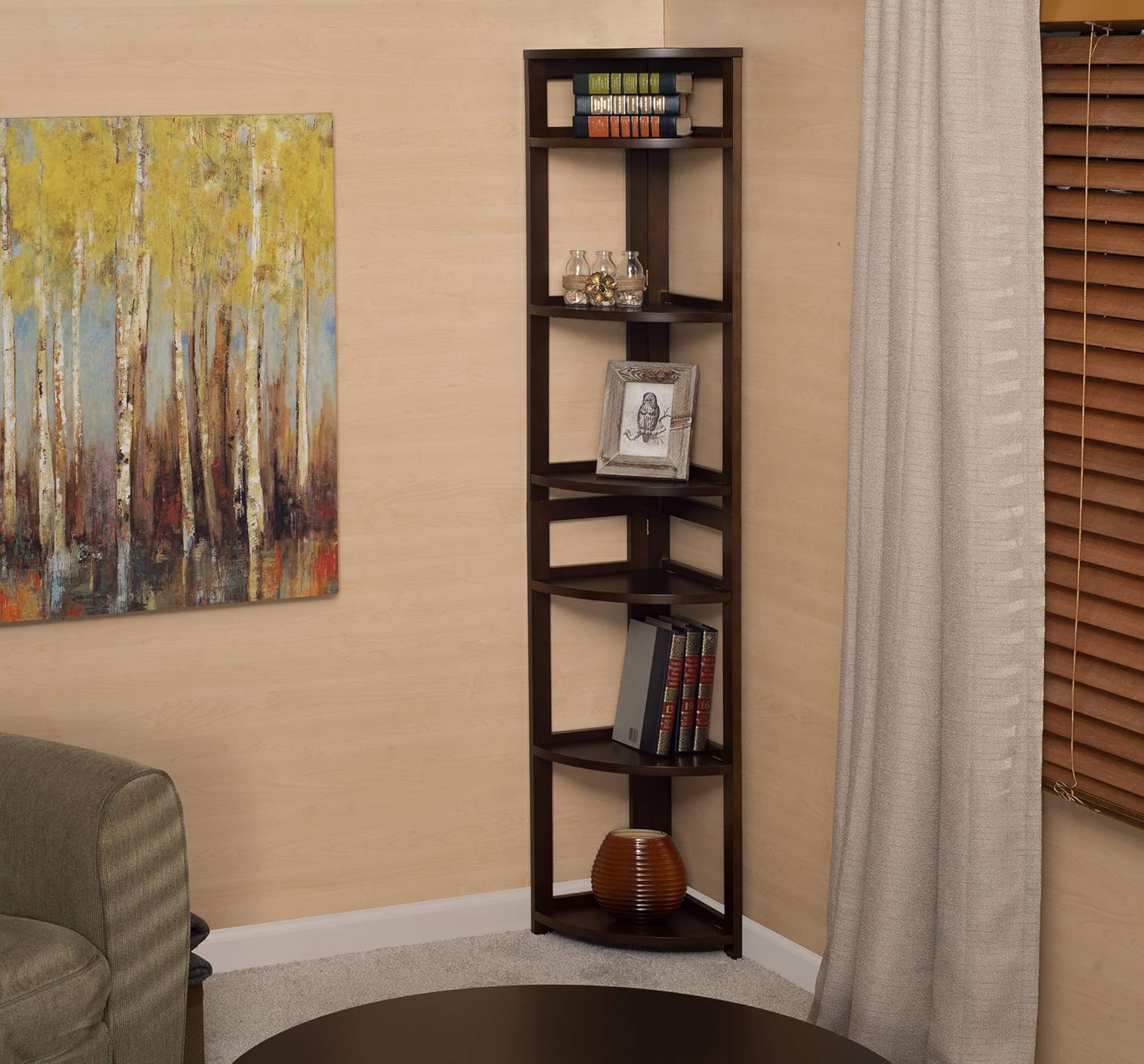 Regency Flip Flop 67-inch High Corner Folding Bookcase- Mocha Walnut