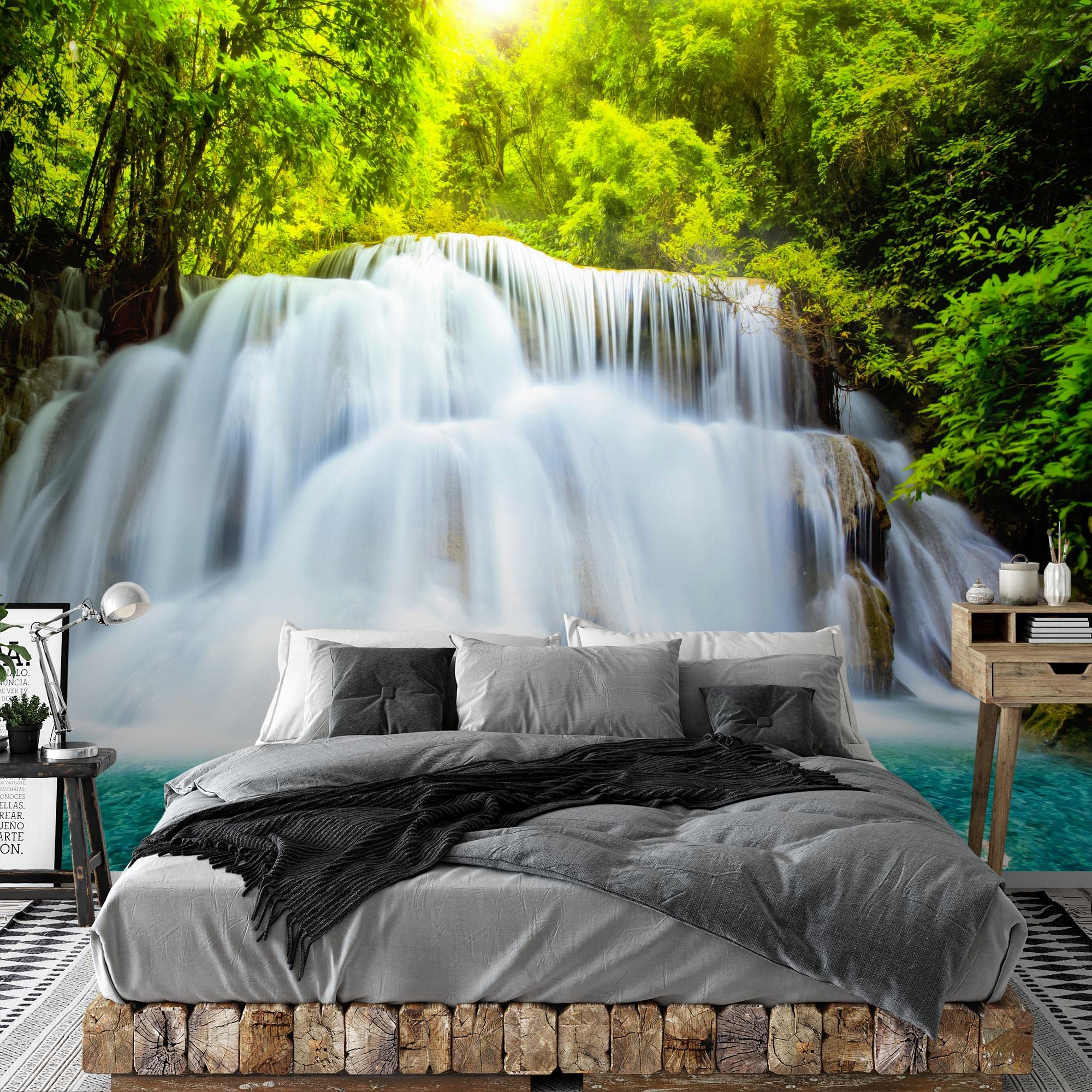 Fotobehang Waterval Natuur 352 x 250 cm - Vliesbehang Woonkamer