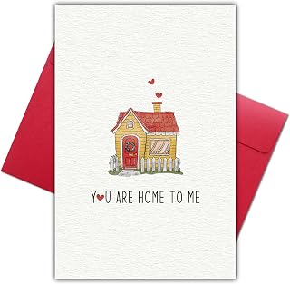 Romantic Anniversary or Birthday Card for Husband Wife Boyfriend Girlfriend, Sweet Wedding or Dating Love Card for Him Her, You Are Home to Me