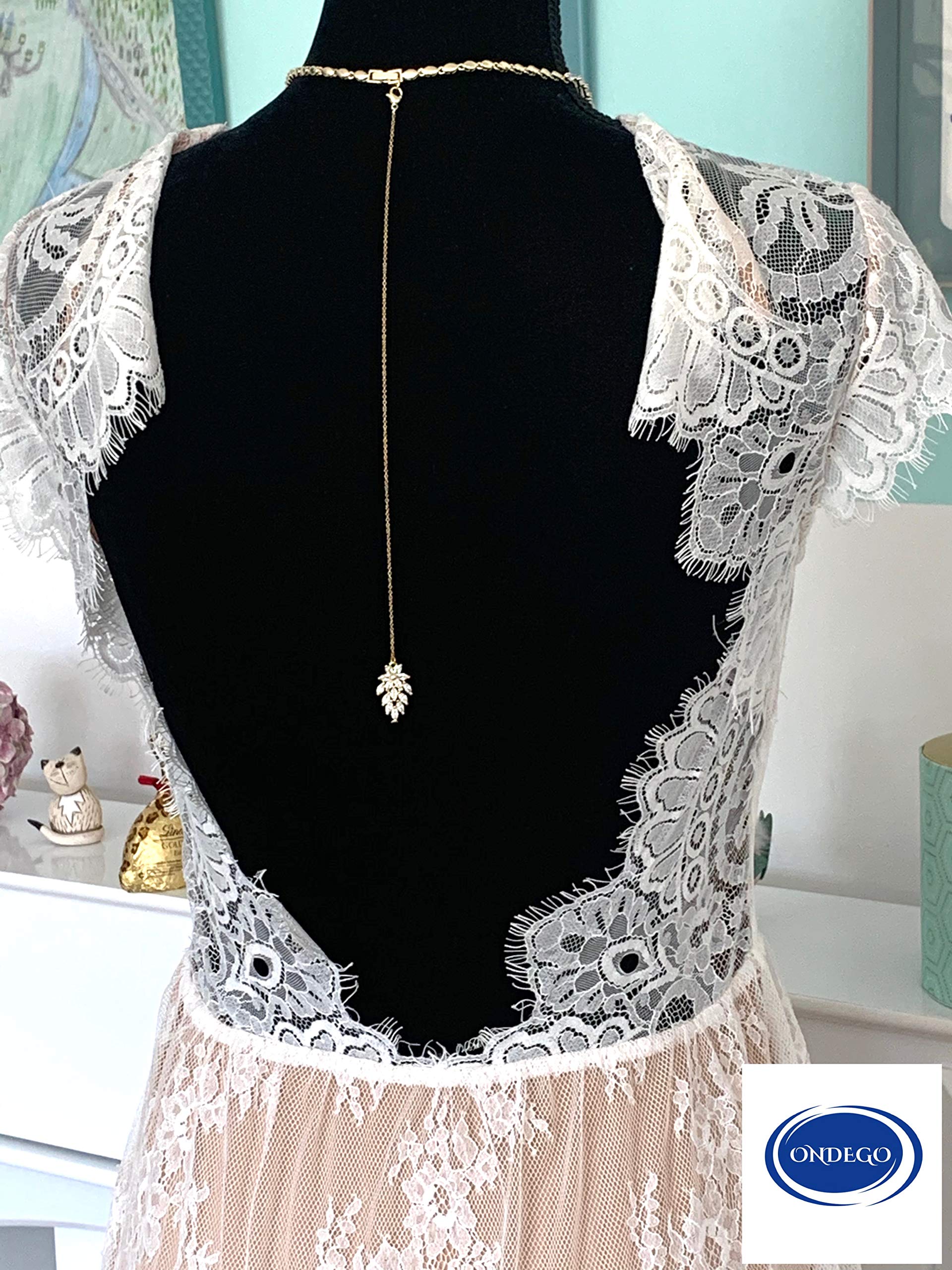 ZIRKONIA GOLD Schmuckset Brautschmuck Rückenkette Handmade dezent elegant Brautjungfer Geschenk