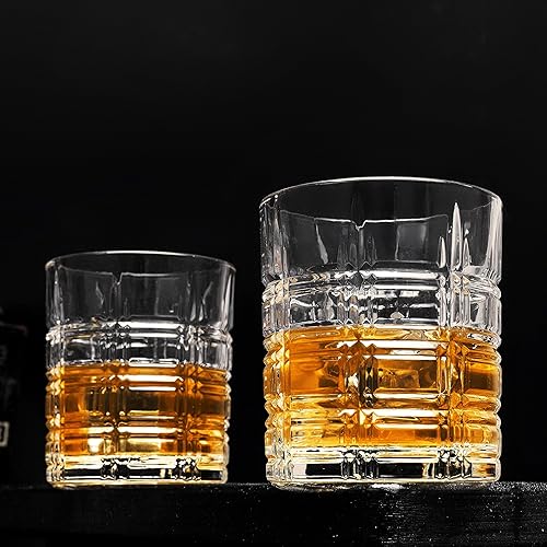 Miniatura 5 de KANARS Vasos de whisky de cristal, juego de 6 vasos de rocas de alta calidad en elegante caja de regalo, vasos de vidrio de 10 onzas para bourbon,