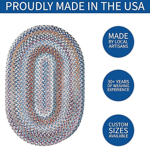 Miniatura 3 de Tapete reversible de lana, texturizado, grueso, trenzado. , Lana, Azul (Blue Dragon) Roca Negra,Azul (Blue Dragon),Mezcla azul y verde,Rojo