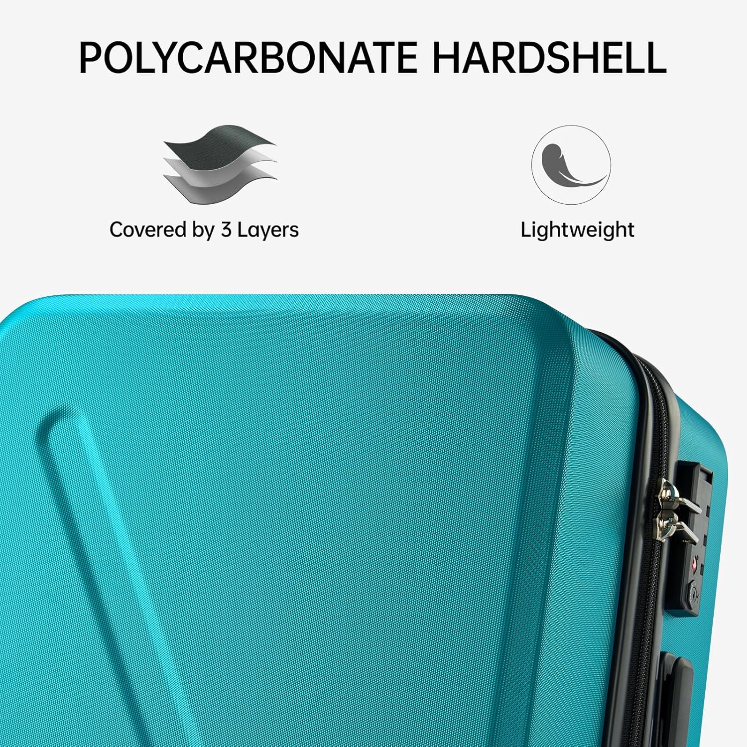 MILADA 24 Inch Medium Checked Luggage, Hard Shell Suitcase with 360° Spinner Wheels, TSA Approved Lock, Lightweight Durable Hardside Travel Luggage for Business, Caribbean Blue