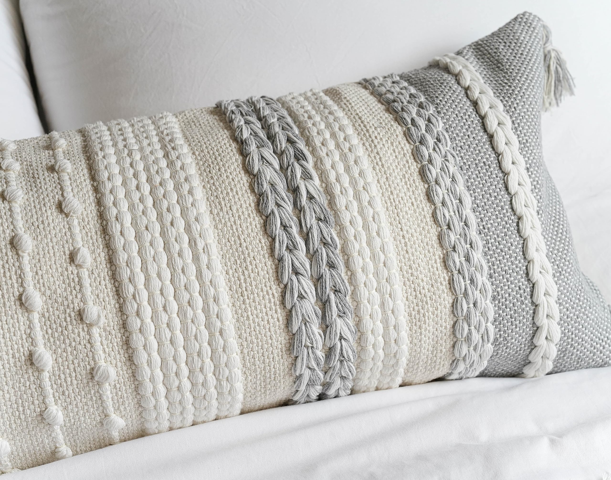 BlissBlush Federa Per Cuscino Lombare Macramè Fatto A Mano – 35x91 Cm, Copertura Decorativa Per Divano E Letto