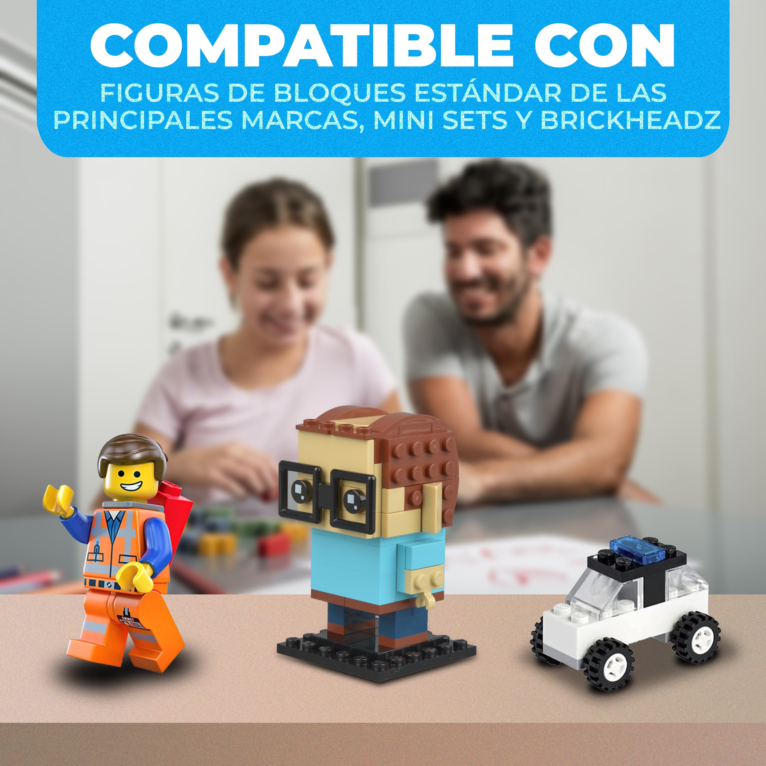 Tapeera Minifiguras estantes de presentación (paneles blancos, mesa y apilables)
