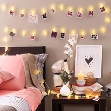 Photo Clip String Lights, Warm White 50 LED, 16.4 ft | 8 Twinkle Modes, USB or Battery, Auto Off Timer, Fairy Lights for Teen Girl Room Decor, Trendy Birthday Gift for Tween Girls