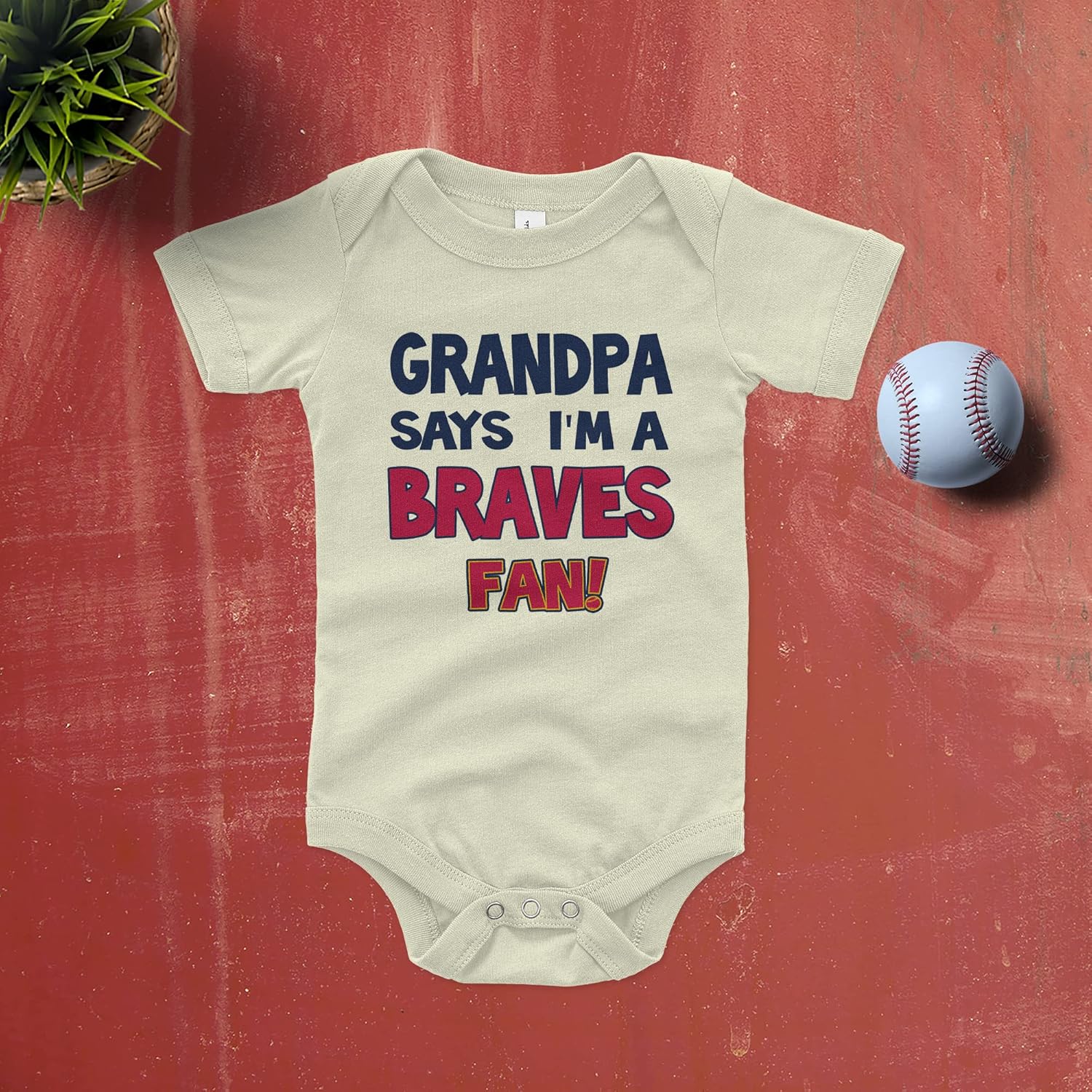 NanyCrafts' Grandpa Says I'm a Braves Fan Baby Bodysuit, Baby Braves Fan