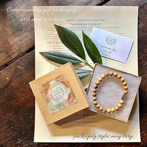 Miniatura 9 de Handmade Palo Santo Bracelet Negative Energy Protection Wellness Yoga Gift for Women Made in USA Small Large Plus Size Wrist Stretch (Custom Sizes)