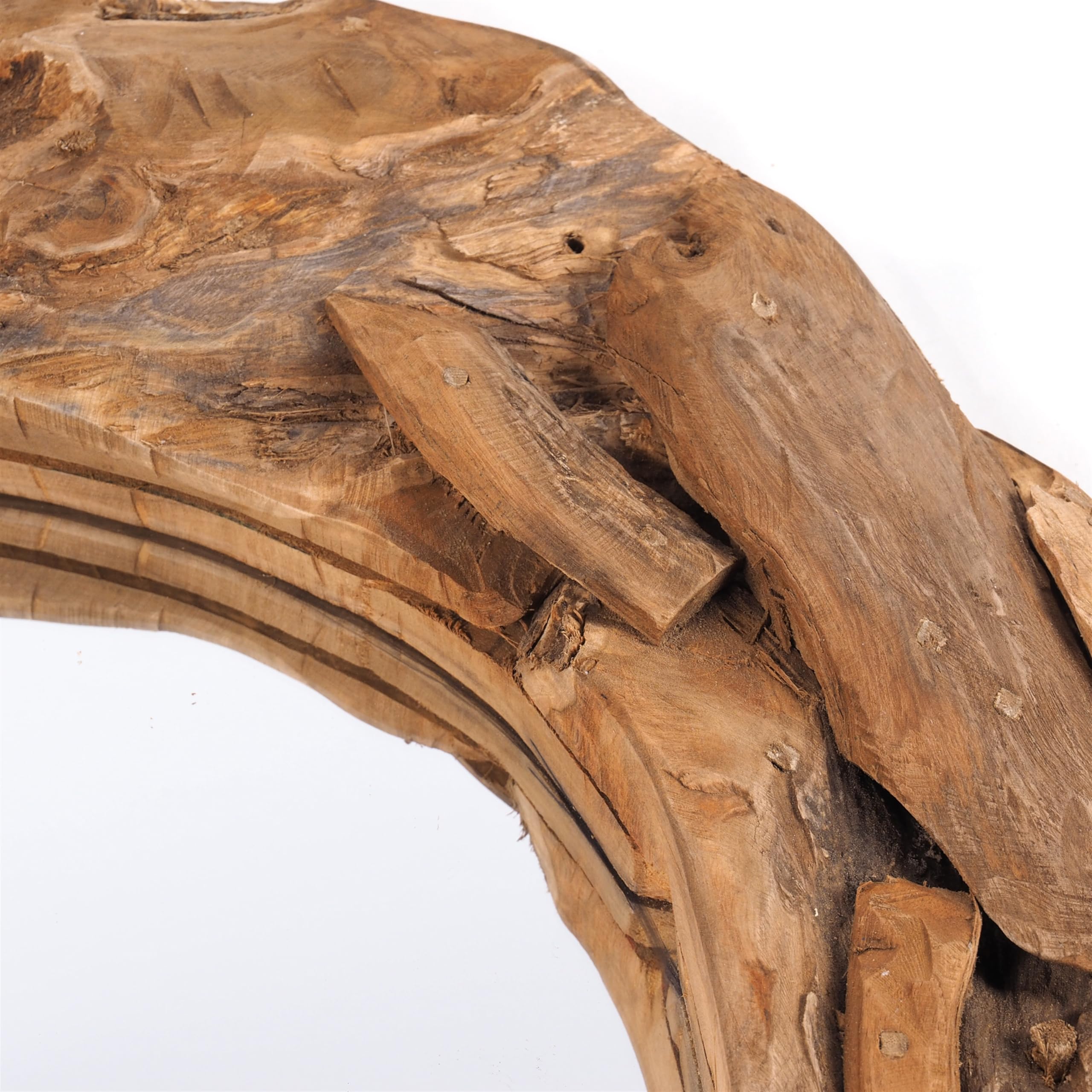 DESIGN DELIGHTS Specchio rotondo da parete in teak da 60", in legno di teak (eroso), naturale, Ø 60 cm, con cornice in legno