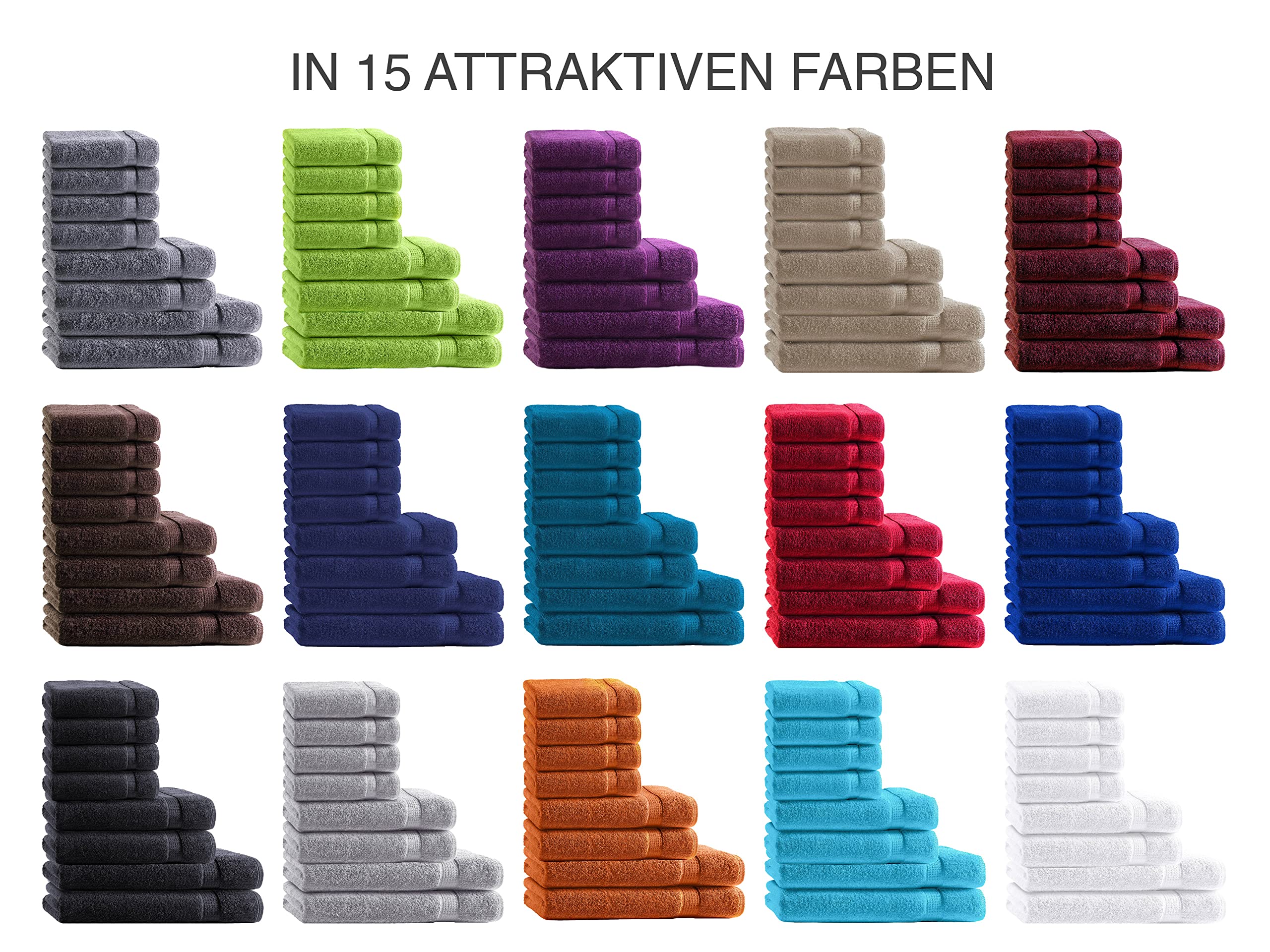 Müskaan 8 TLG Frottee Handtücher Set | 4er Gästetuch 30x50 cm | 2er Handtuch 50x100 cm | 2er Duschtuch 70x140 cm | 100% Baumwolle mit Bordüre | Uni Petrol
