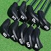 Big Teeth Golf Hybrid Iron Head Covers Right&left handed clubs Headcovers 9Pcs 4-9,P,A,S Long Neck fit for Cleveland Launcher Set,Cobra T-Rail,Wilson Lauch Pad