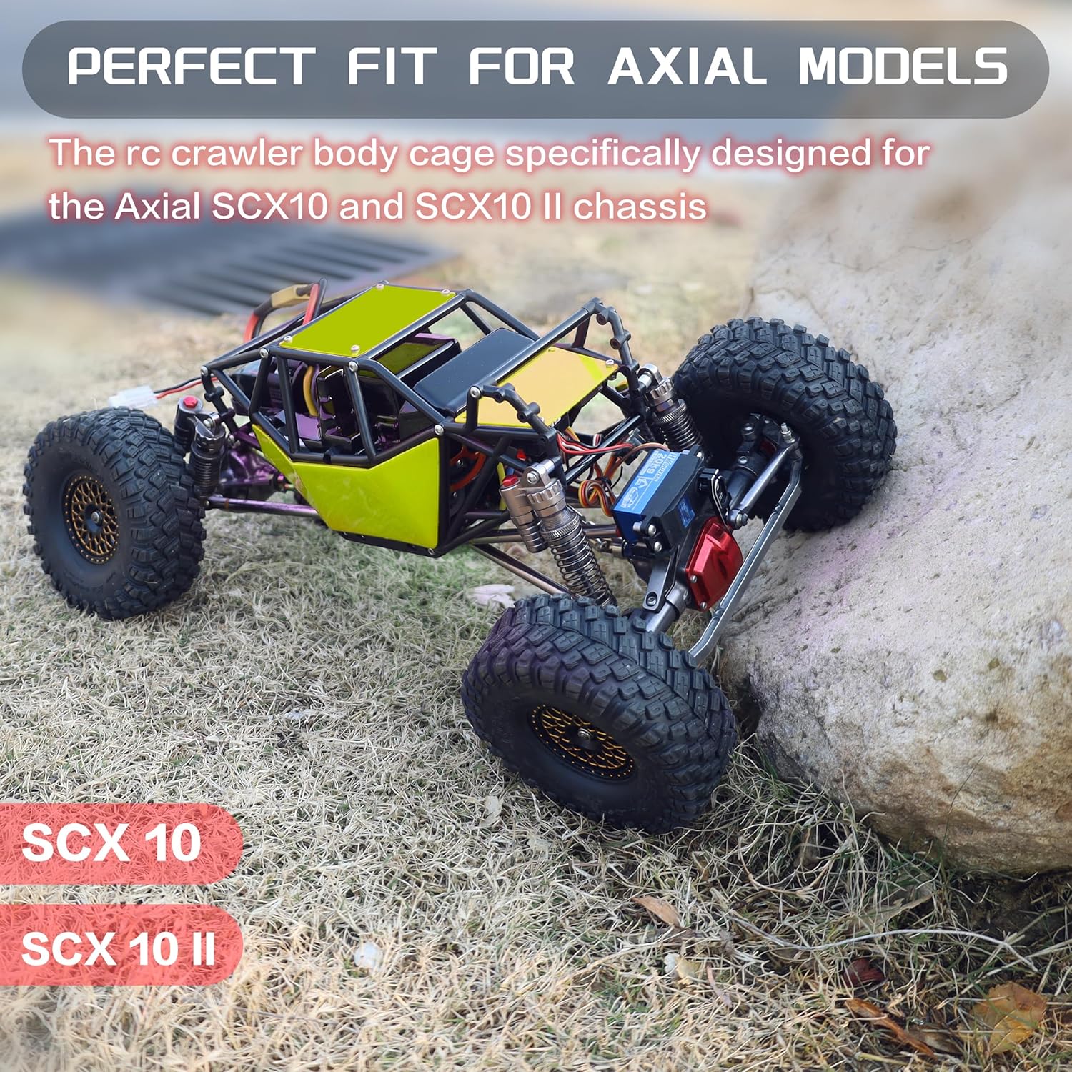 RC Roll Cage Rock Buggy Body Shell 1/10 Scale Nylon Rock Buggy Body Cage for Axial SCX10 SCX10 II, Durable RC Rock Crawler Upgrade(Green)