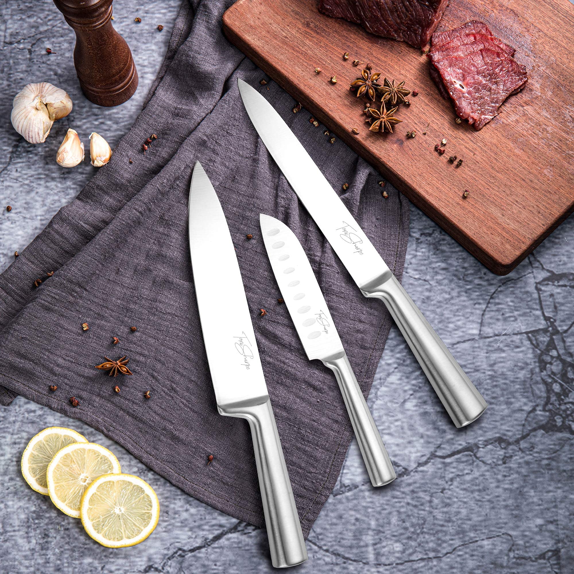 Toni Sharpe 16Piece knife set with Wooden Block, Meat Scissors