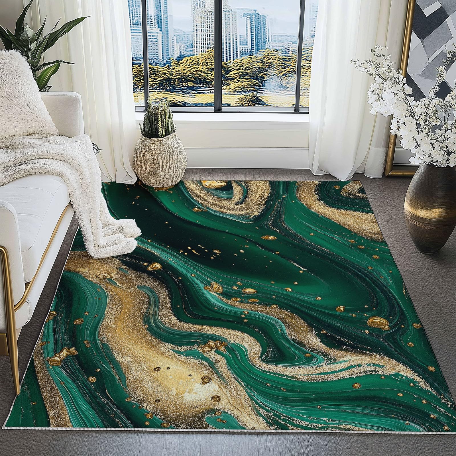 Dywan Area Rug o teksturze agatu, płynny luksus, zmywalny, miękki, ultradrobny kaszmir, krótki włos, prostokątny dywan antypoślizgowy 80 x 150 cm, dywany do sypialni, salonu, jadalni, kuchni, biura