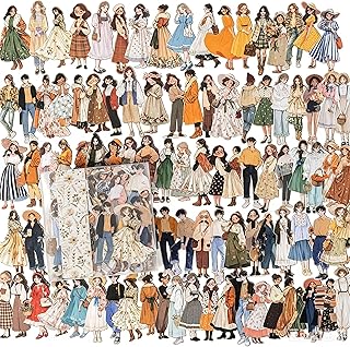 Alideco 100枚 フレークシール コラージュ 素材 ペーパー 素材紙 レースユートピアステッカーレトロな人物 花 海外韓国 シール帳 ，メモ用紙ノート素材、日記装飾用品 (renchaoruyun)