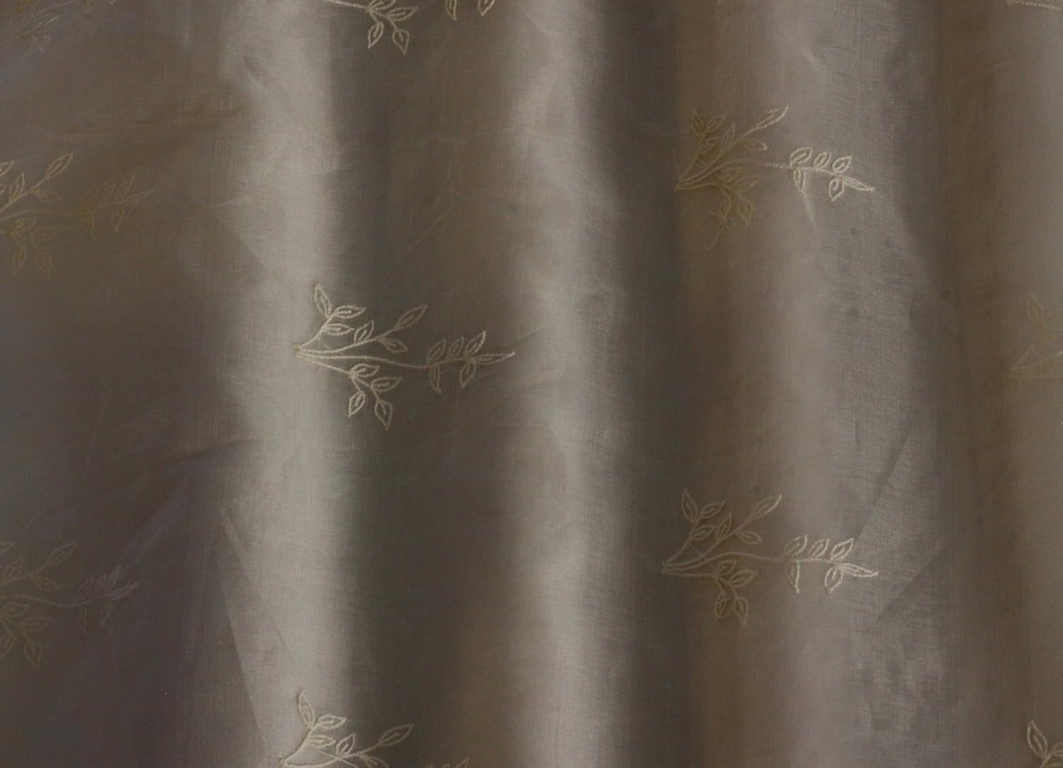 Ivory Embroidery on Off-White, 100% Silk Organza Fabric, by The Yard, 44" Wide