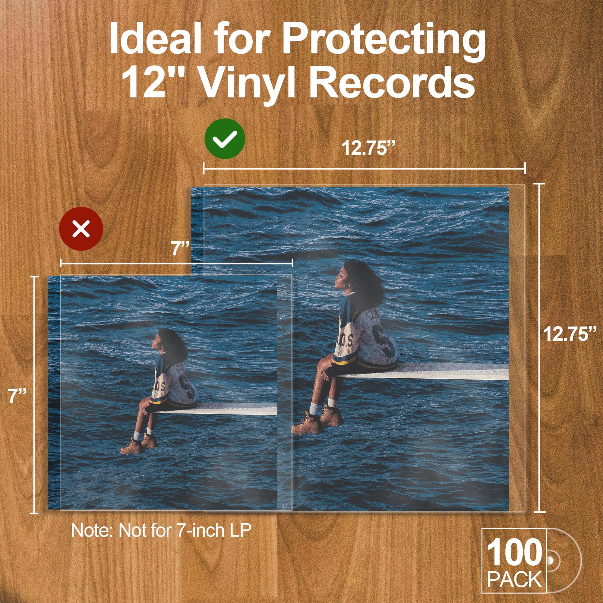 GPXIIZ Buste Vinili 33 Giri 12 Pollici Esterne, 100 x Custodia Vinile Trasparenti, Buste per Vinili pour 12" LP Dischi, Protezione Polipropilene Vinile Copertine Cover Outer