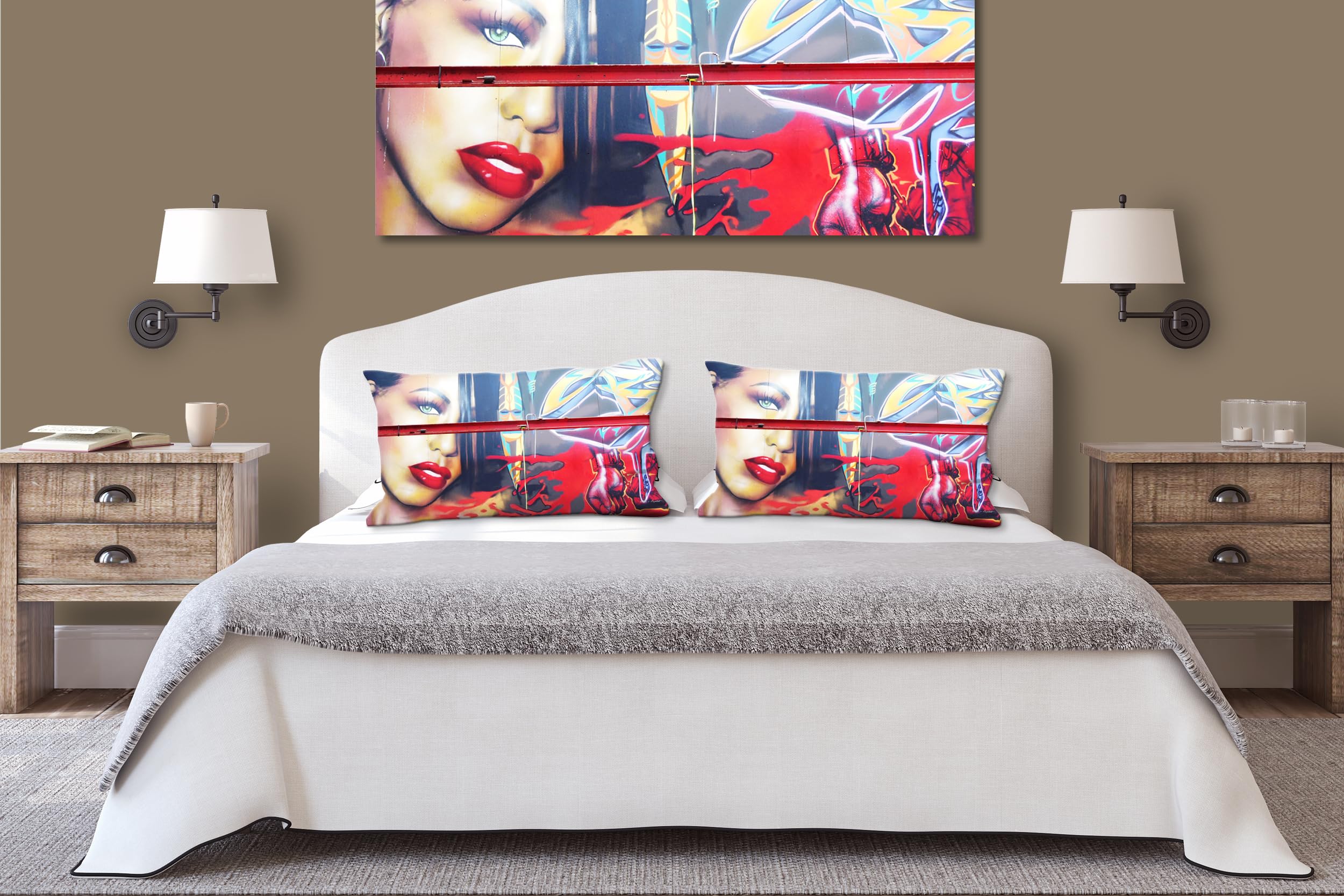 Glücksvilla - Graffiti 2 (Leinwand-Bild 2 cm, 160 x 80 cm) | div. Maße - aus DE - Kunstdruck Deko Wandbild quer - Paris Gemälde sprayen Kunst Mann Airbrush