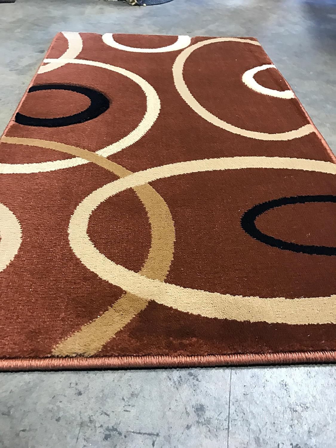 Modern Door Mat Area Rug Brown Rust 400,000 Point Geometric Design 321 (2 Feet X 3 Feet 4 Inch)