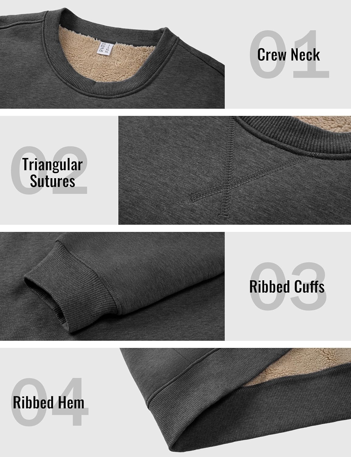 MAGCOMSEN Women's Sherpa Lined Sweatshirts Winter Warm Fleece Crewneck Pullover Thick Sweater Long Sleeve Tops Clothes - Image 4