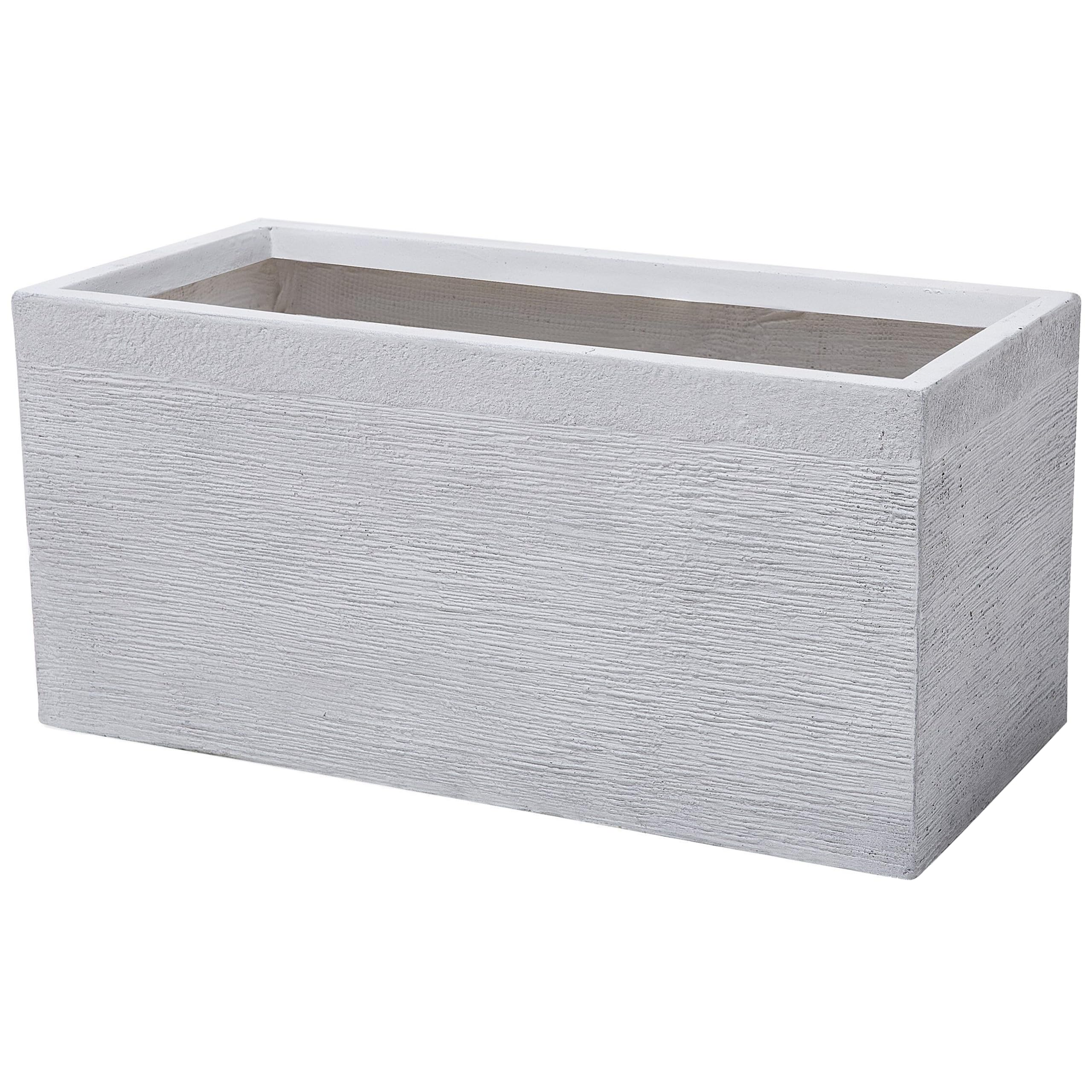 Beliani Maceta de Fibras de Arcilla Blanca 80 x 37 x 38 cm para Interior y Exterior Rectangular Myra