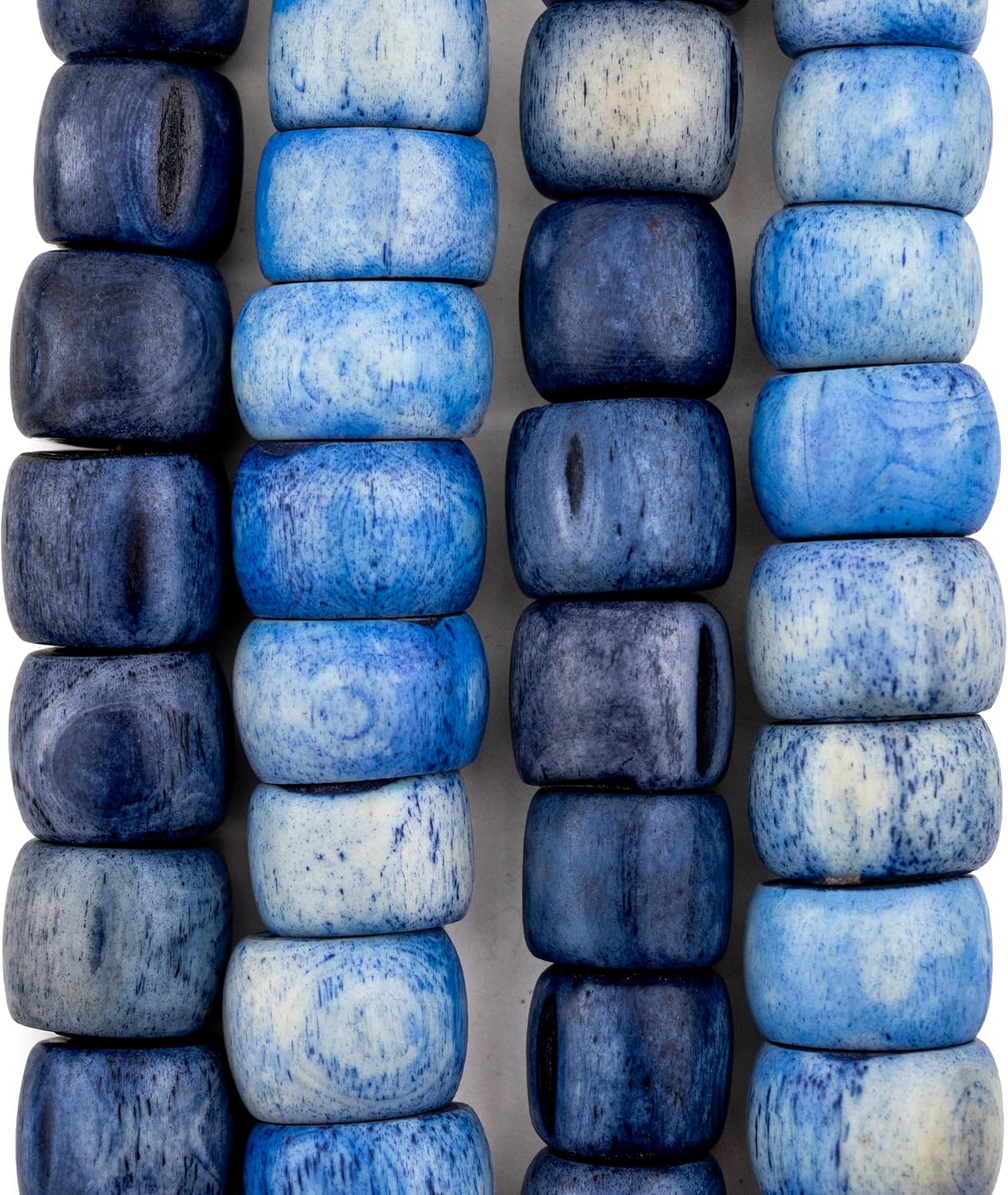 The Bead Chest Blue Cylindrical Bone Beads 18mm Nepal Cylinder 26 Inch Strand