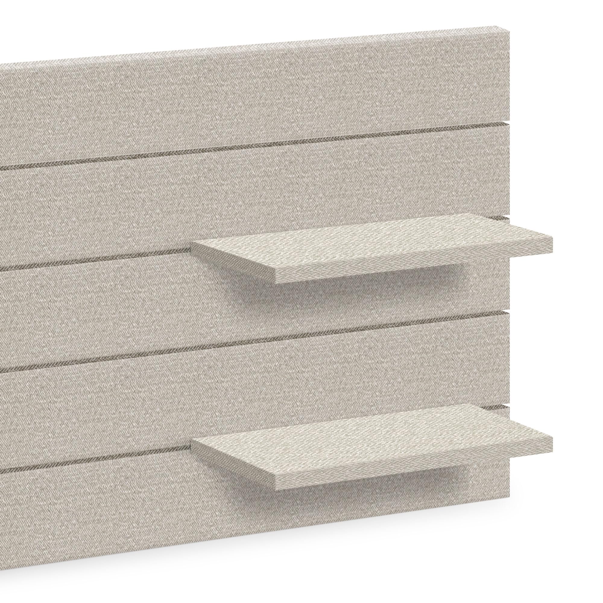 DHOME Cabecero de Madera Reciclada DM con Estantes Estilo Palet Mesita de Noche Baldas Cama Nordico Herrajes incluidos (Palet Horizontal, Espigas Beige, 210cm)