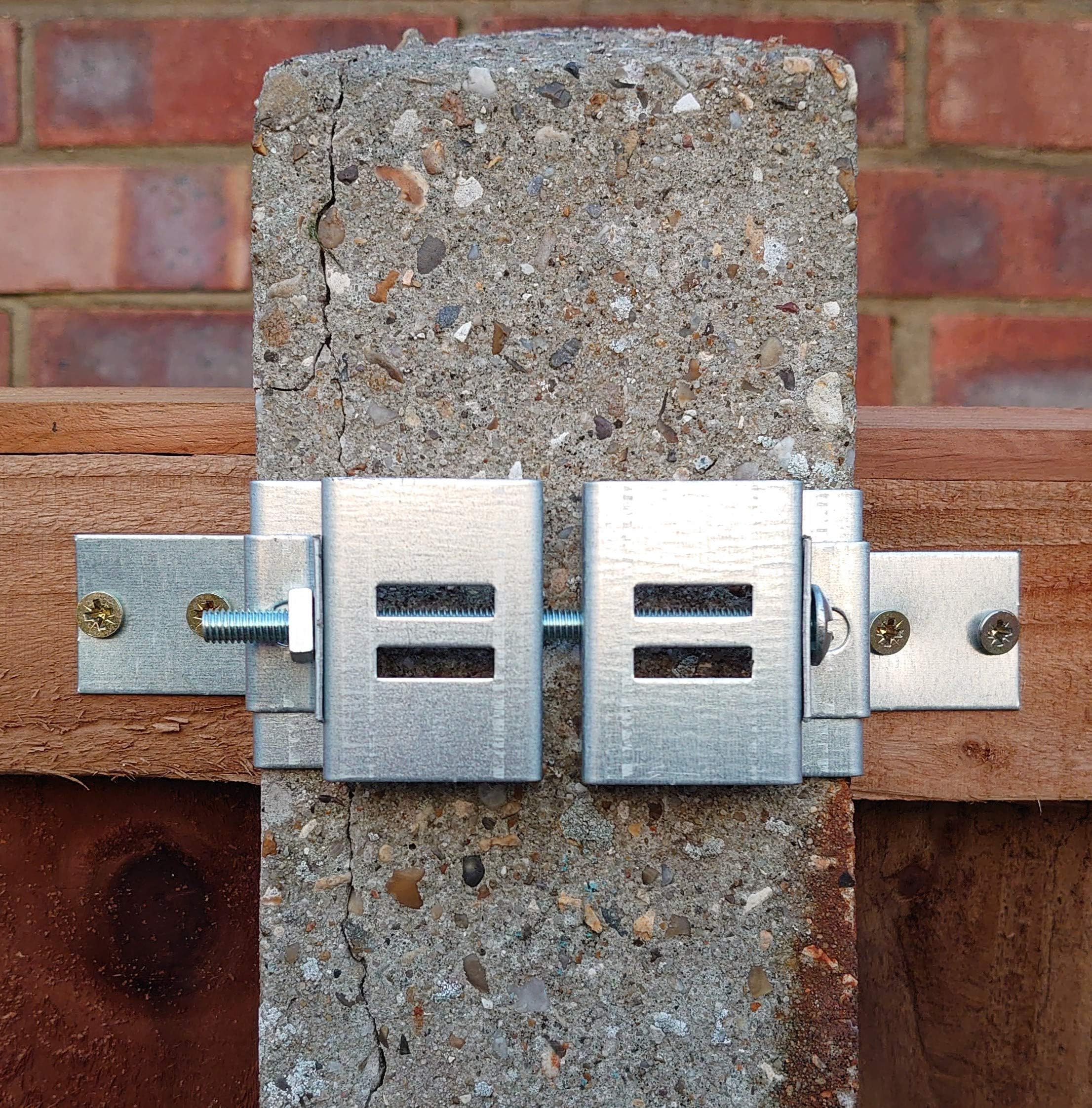 POSTFIX® 4" x 4" SLOTTED CONCRETE FENCE POST Brackets COMPLETE with Integral Security Clips (PAIR)