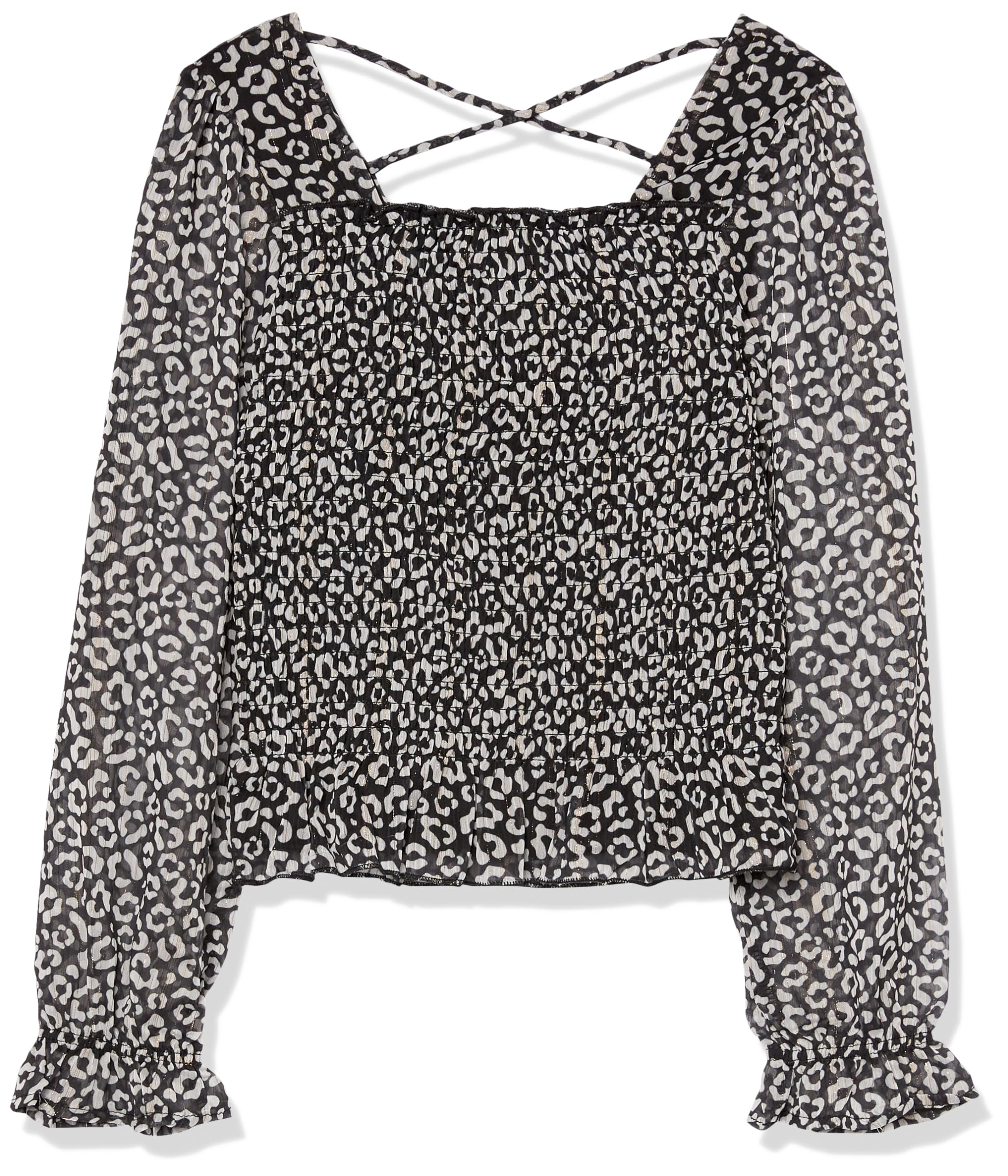 Speechless Girls' Long Balloon Sleeve Smocked Top