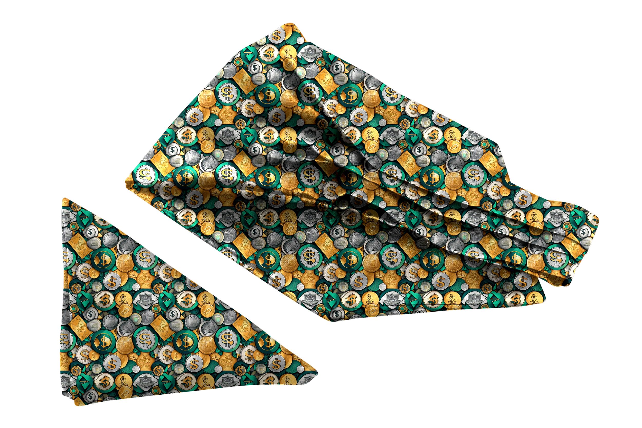Dollar Coins Printed Ascot and Macthing Pocket Square for Men-image-8
