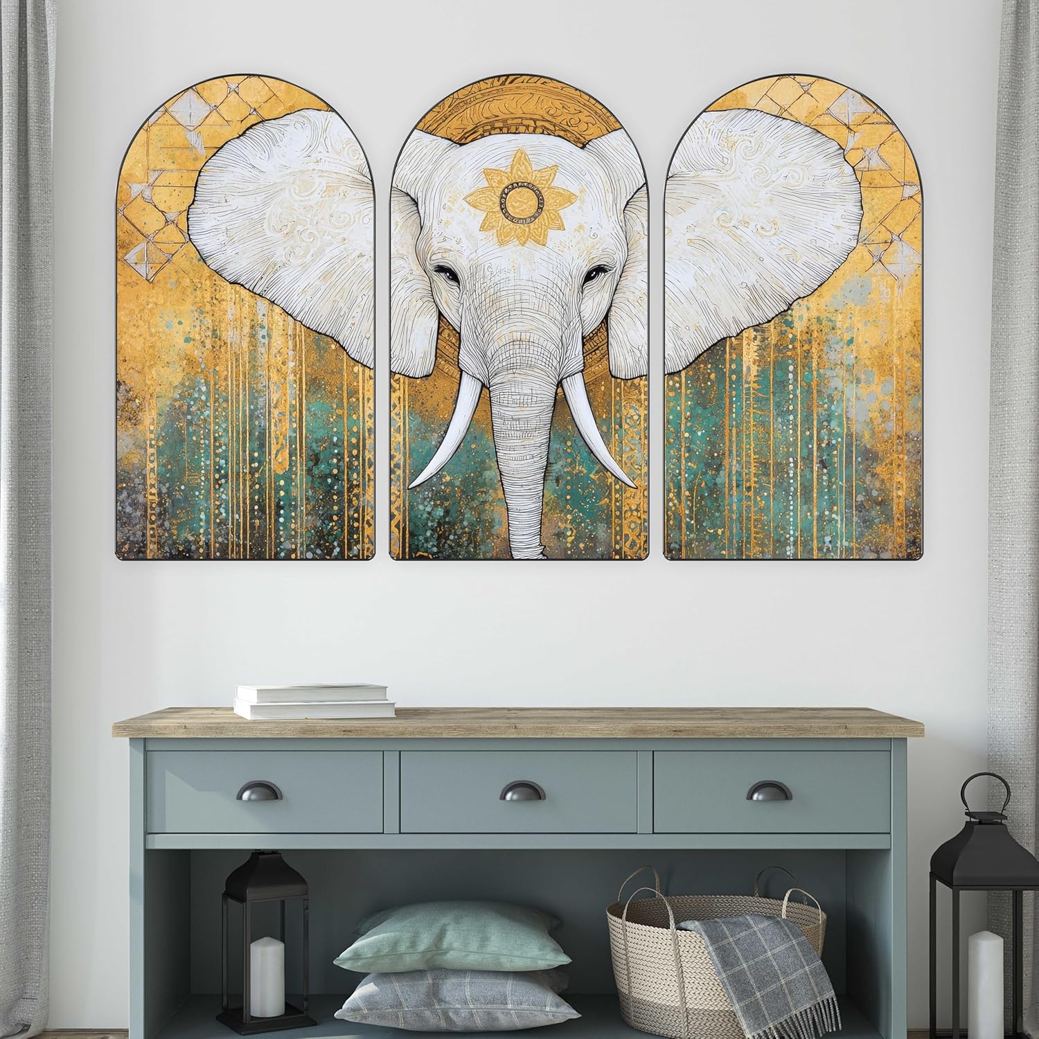 Livin’luxe Set of 3 Elephant Wall Painting for Living Room, Bedroom, Hotels – Big Size stylish frame 50 inch x 30 inch Wall Art for Home Decoration RPNL-28