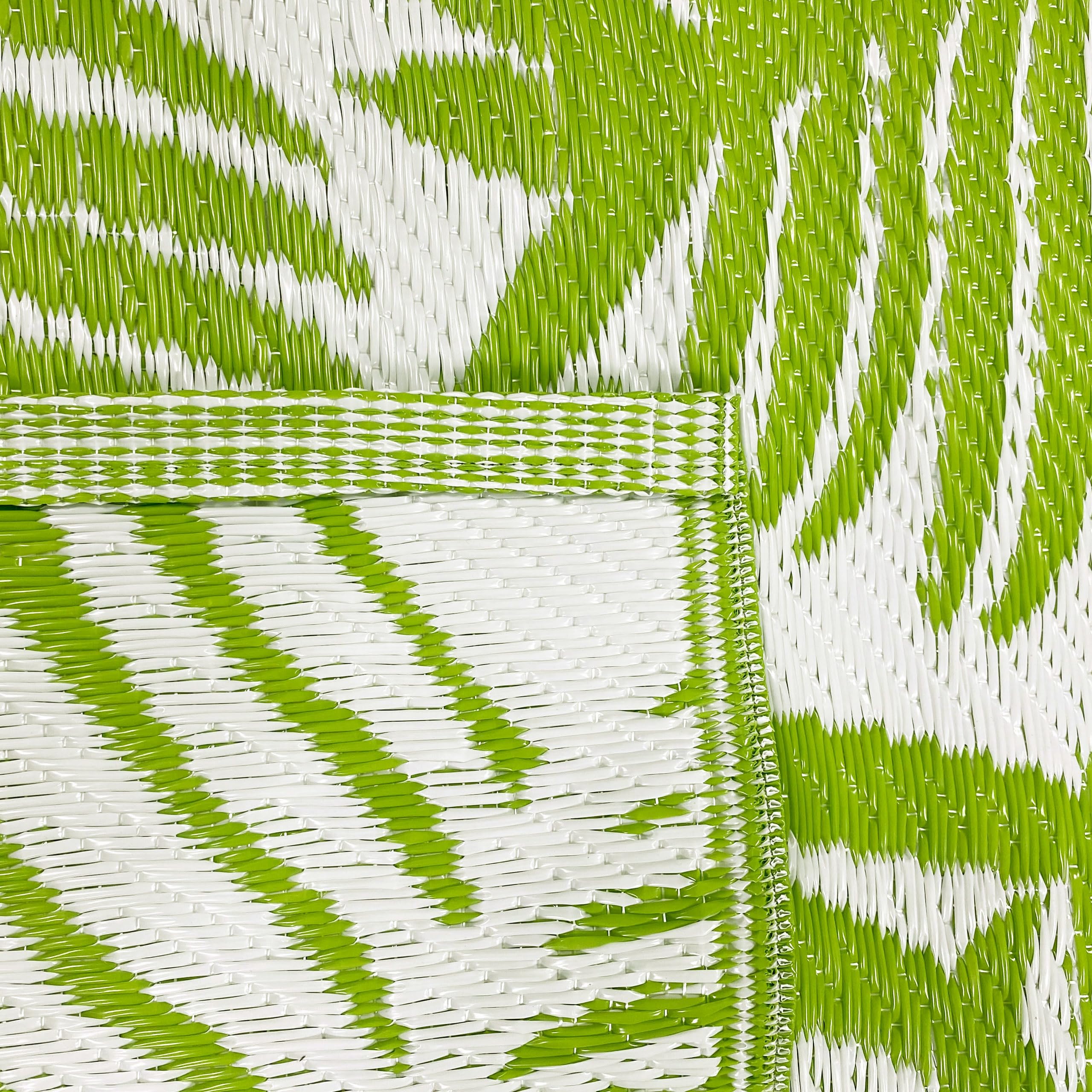 CARPETIA Outdoor Teppich Palmen-Design Grün Weiß UV-beständig 90x300 cm
