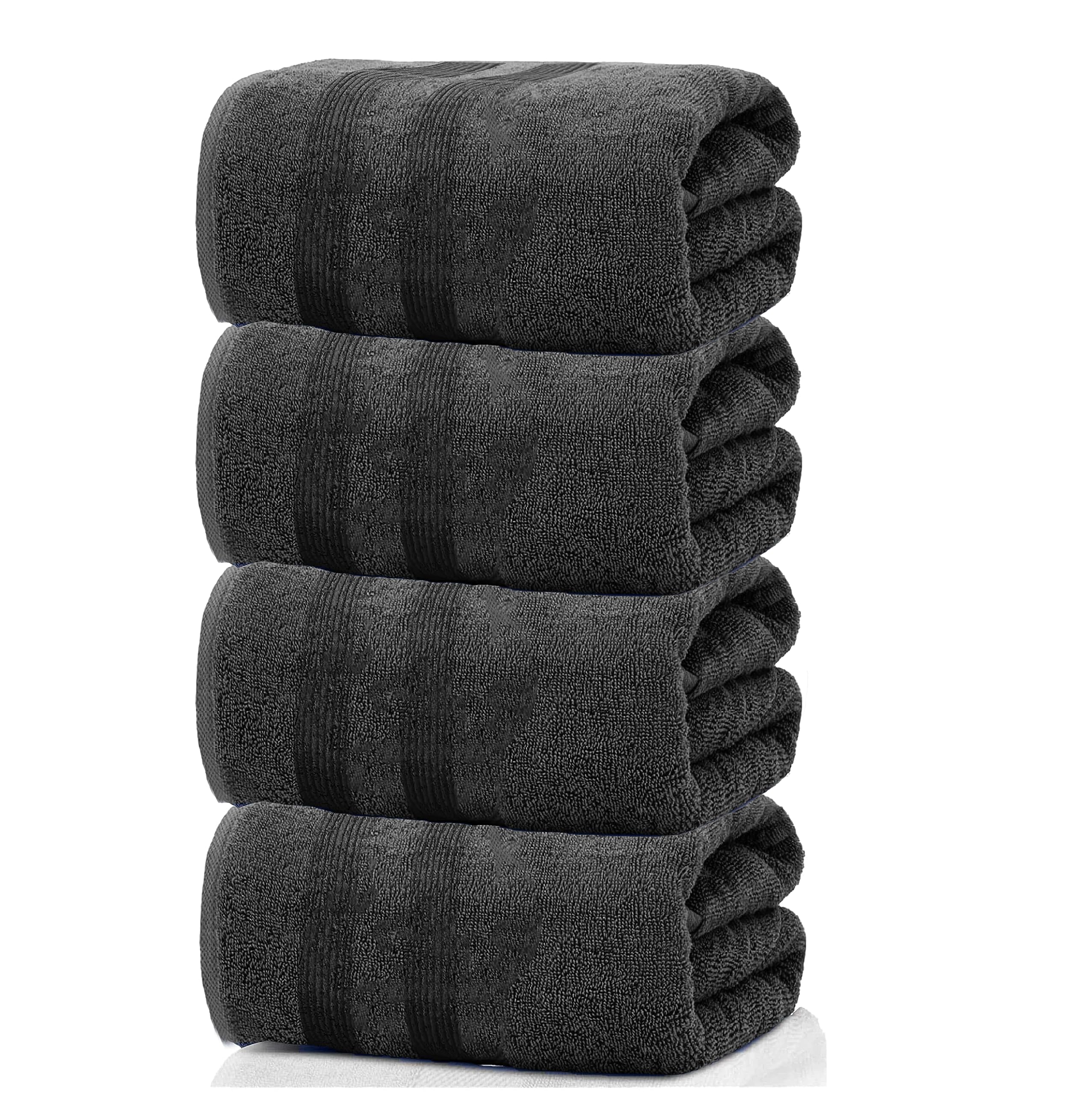 AL DONNA4 PACK x 145x85 cm] Indian Bath Towel Highly Absorbent Thick Bathroom Towels Soft Hotel 5 Star for Bath and Spa 4 Pack 660 GSM Super Soft Hotel Quality Towel (145X85, Dark Gray)