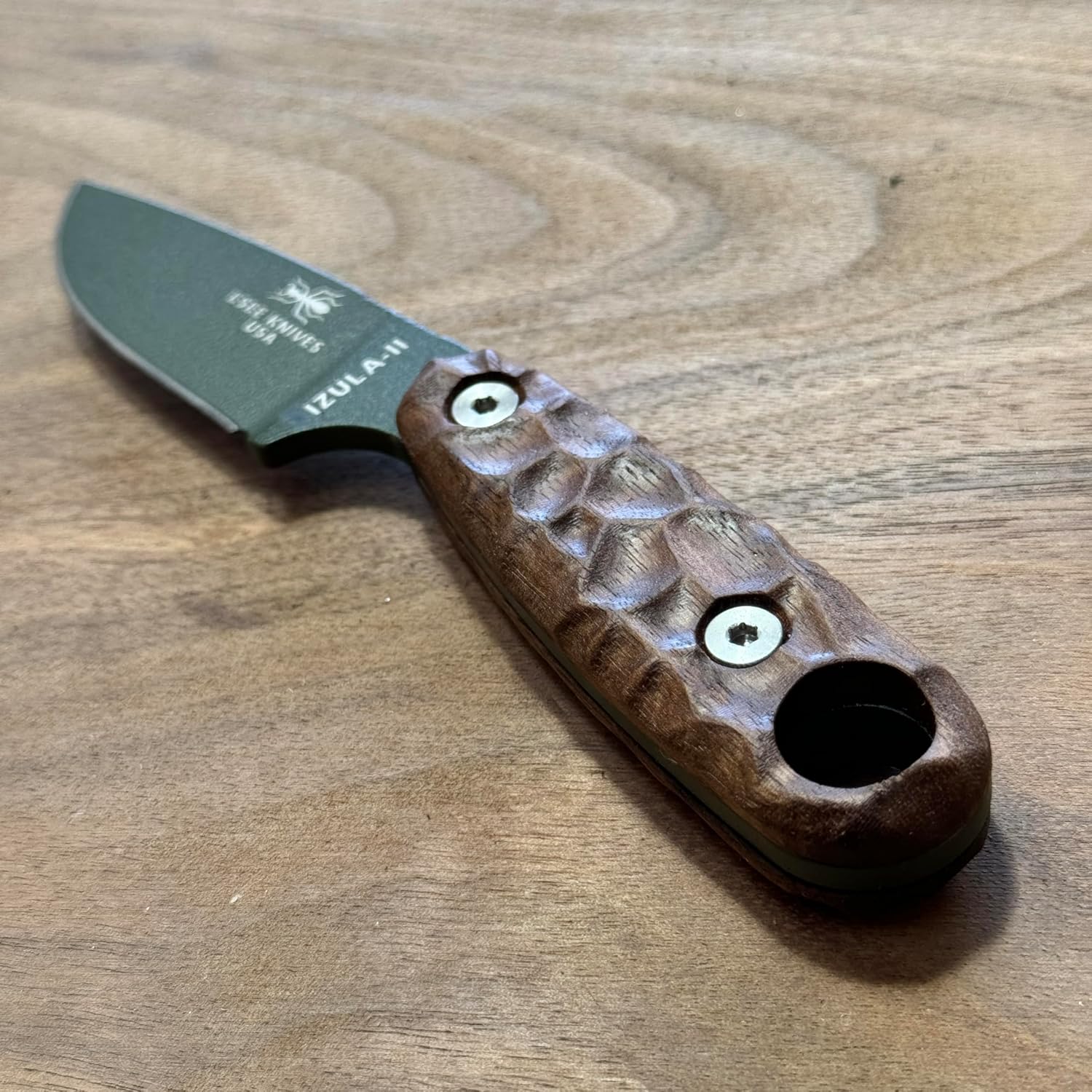 Royalcurl Handmade Walnut Scales for ESEE Izula-II — Figured Curly Walnut Knife Handles Compatible with ESEE Izula II Fixed Blade — Aftermarket Replacement — Handcrafted by M&L Crafts and Designs