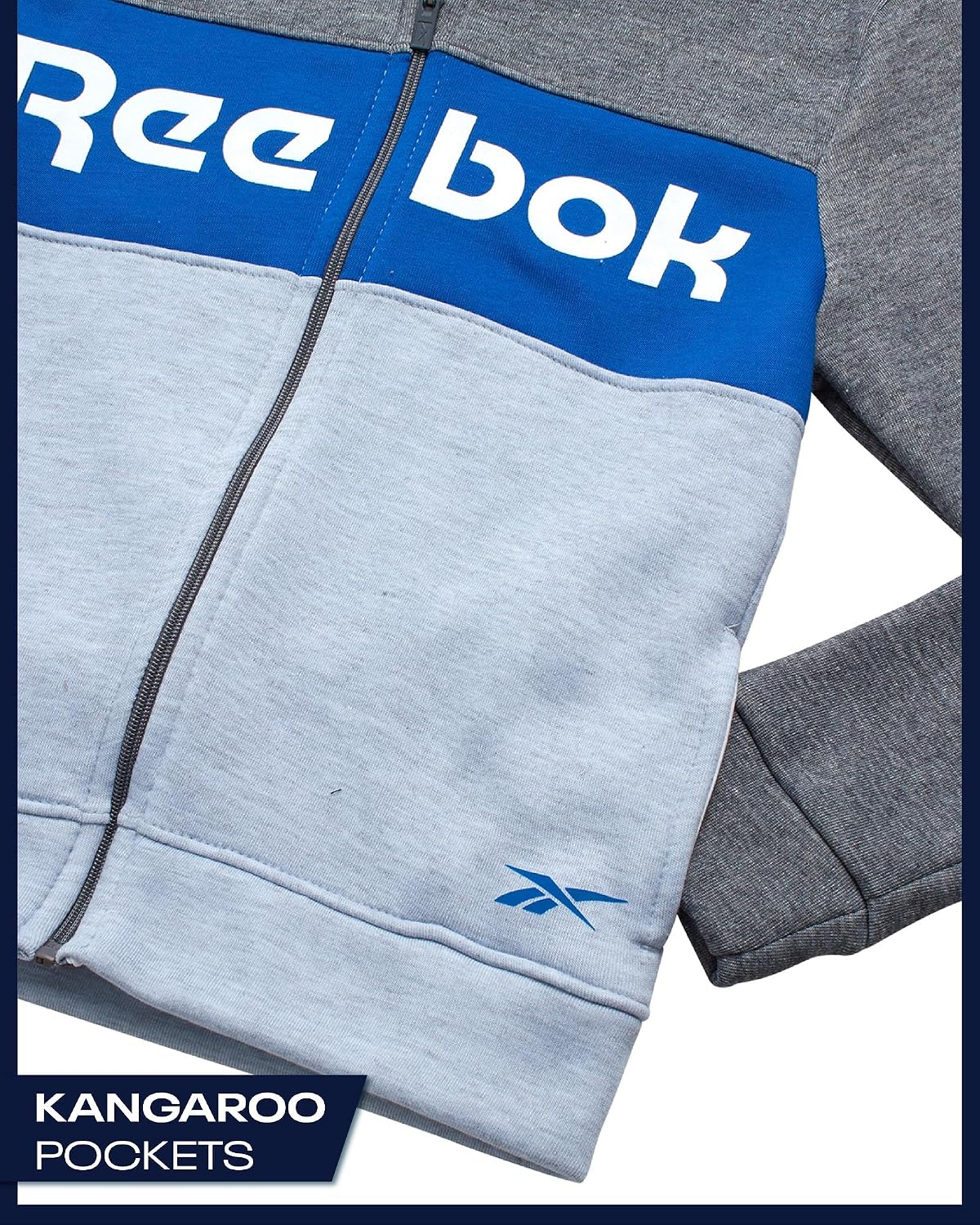 Reebok Toddler Boys Tracksuit Set - 2 Piece Cozy Fleece Zip Up Toddler Sweatshirt Hoodie and Boys Jogger Sweatpants Set