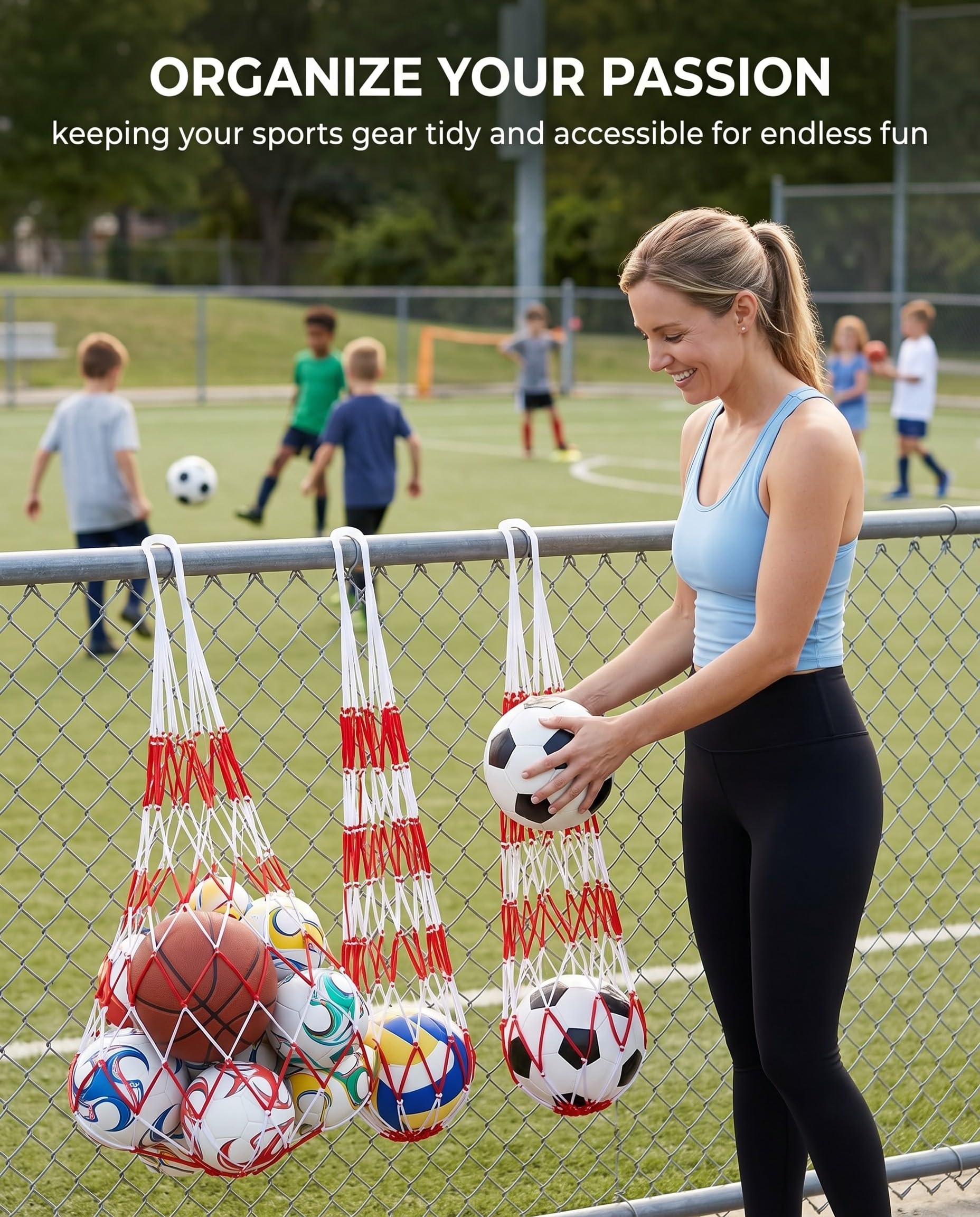 3 Pezzi Ball Carry Net Bag per 10 Palloni, pallone da basket, Borsone in Rete Sacca a Sfera,Portatile Per Palloni in Nylon Grandi Capienza, per Calcio, Basket, Pallavolo, rete pallavolo