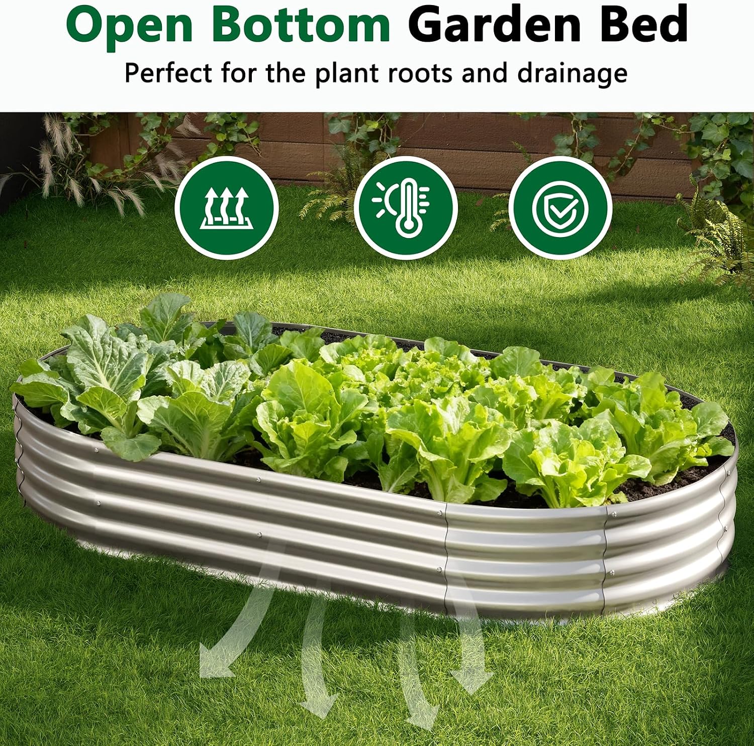 zizin 2 Pack Galvanized Raised Garden Bed Metal Oval Raised Garden Beds Outdoor Planter Box for Vegetables (8x4x1FT, Silver)