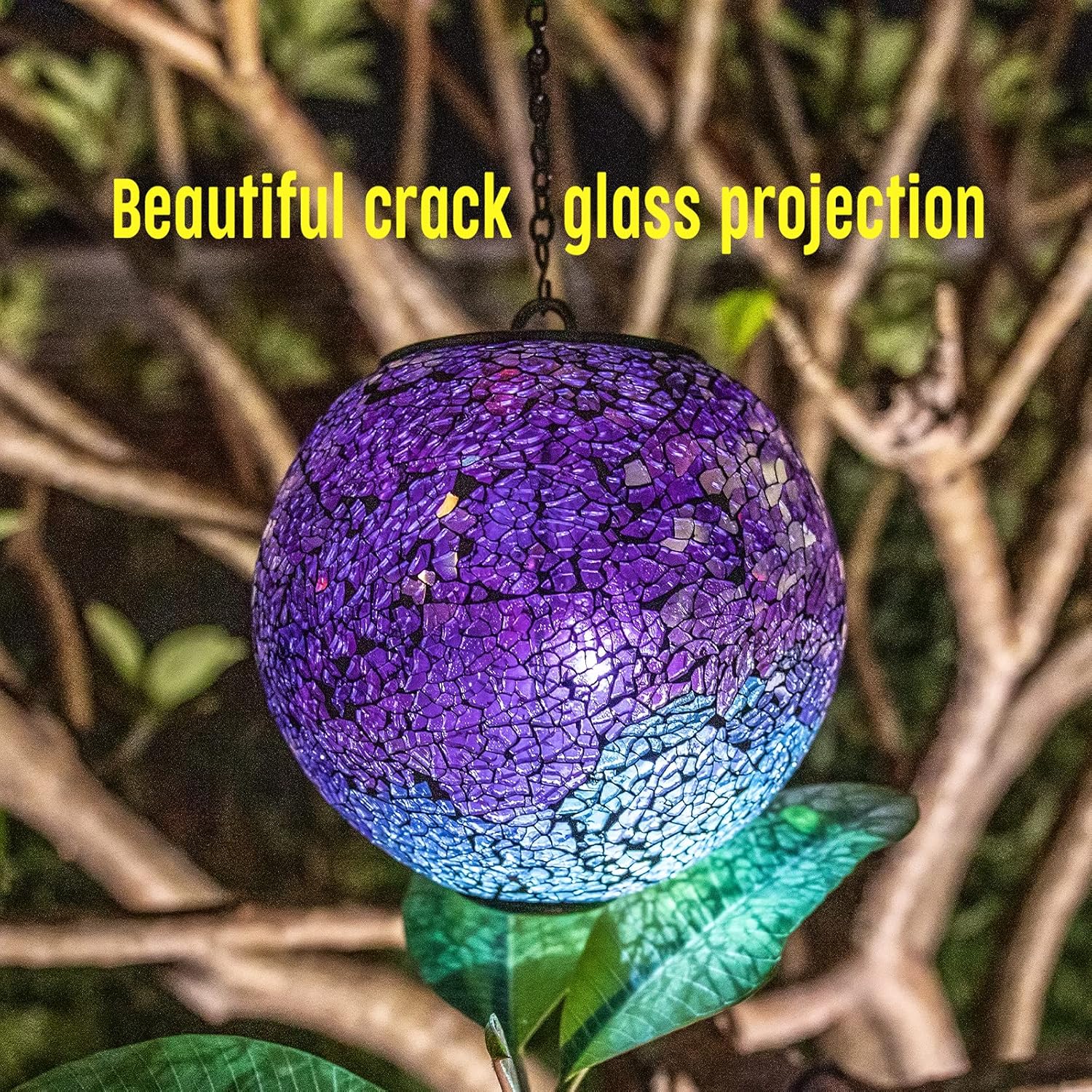 VCUTEKA Solar Lanterns Outdoor Waterproof - Hanging Solar Lights Garden LED Lanterns Mosaic Crack Glass Design for Landscape Patio Yard Garden Pathway Decoration