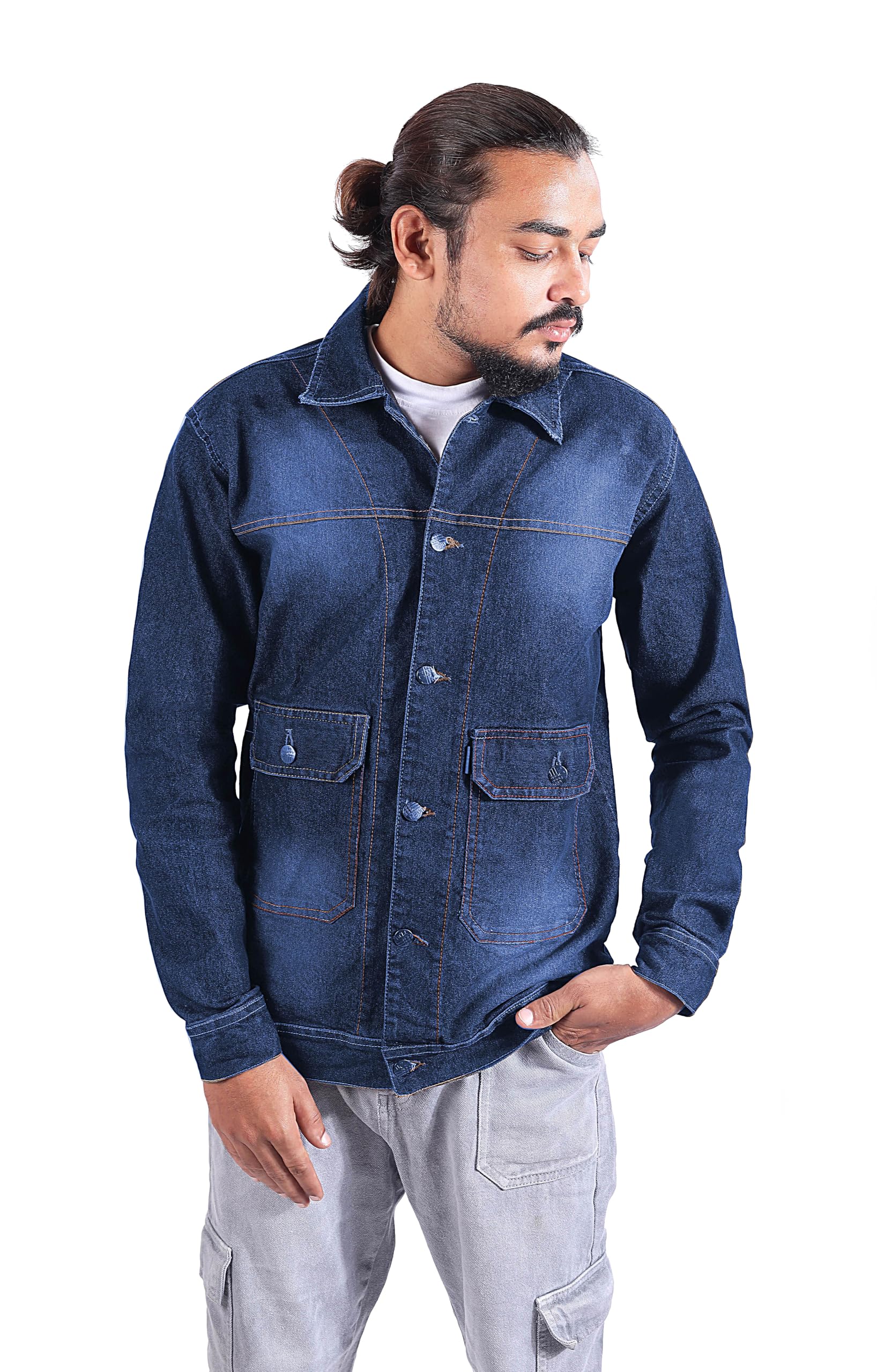 Lee Men Regular Fit Washed Full Sleeve Denim Jacket in blue