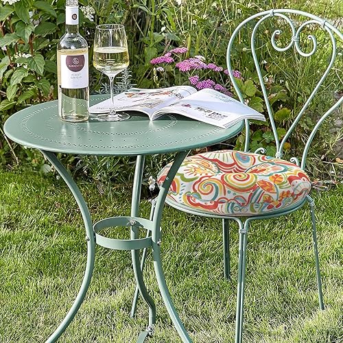 Miniatura 4 de LVTXIII Cojines de asiento para exteriores con lazos, cojines redondos gruesos para sillas de patio y decoración de muebles de jardín (15 x 15 x 4