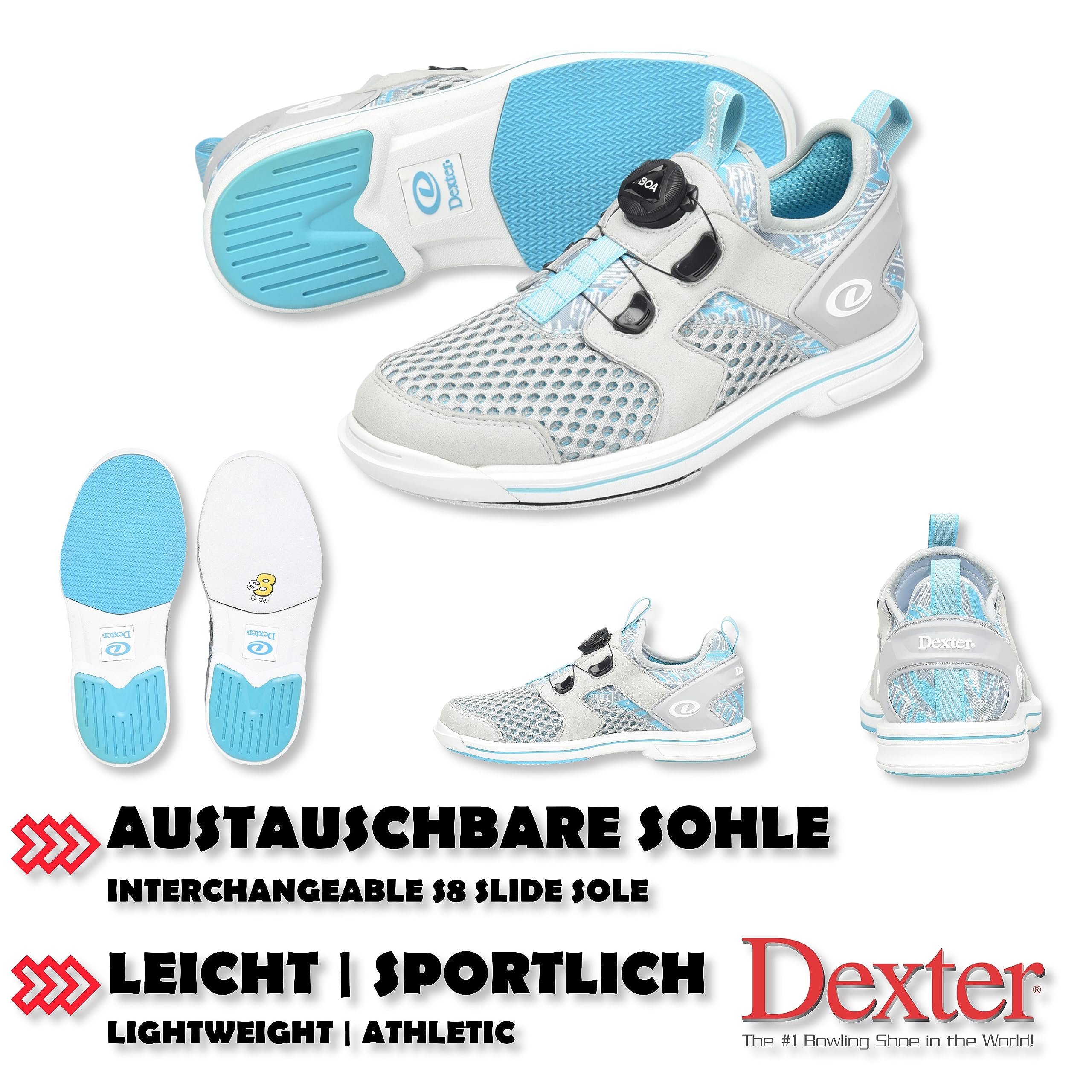 EMAX DexLite Pro BoA Chaussures de bowling avec semelle interchangeable pour homme et femme